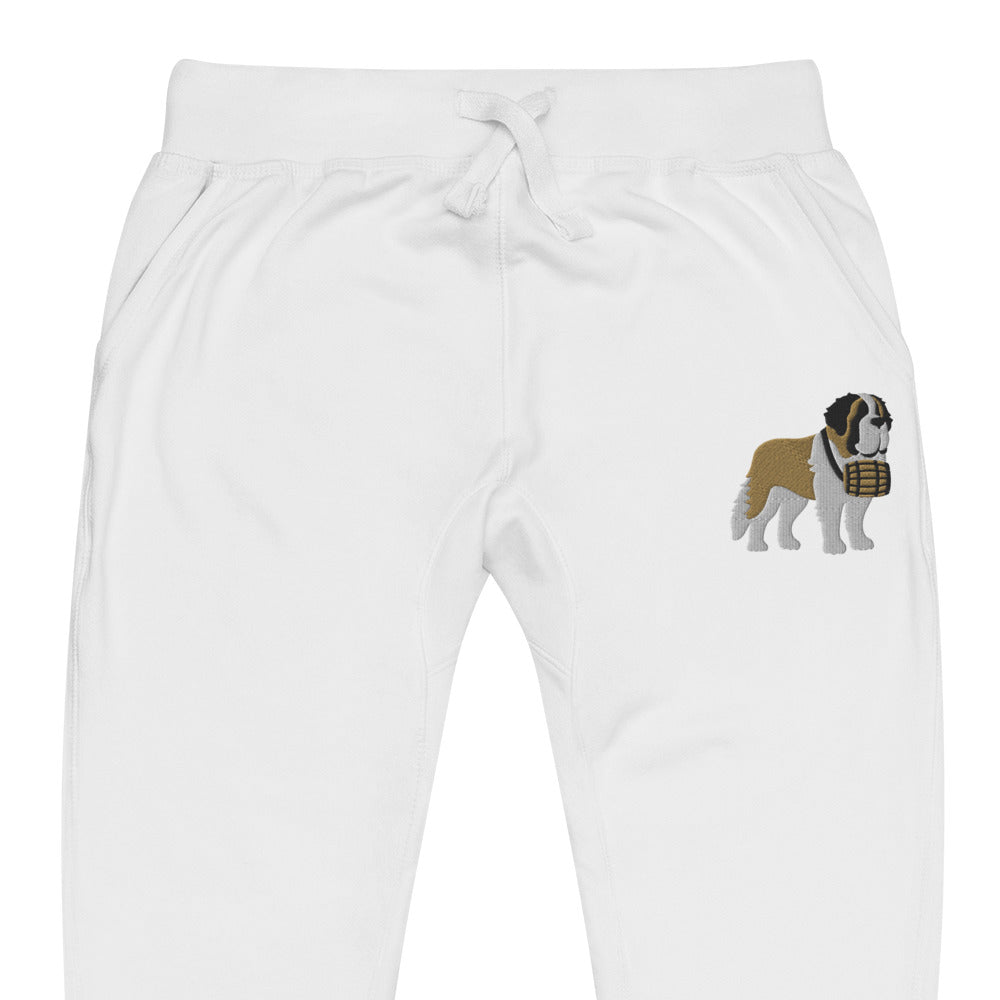 Embroidered Saint Bernard Fleece Sweatpants - Lucy + Norman