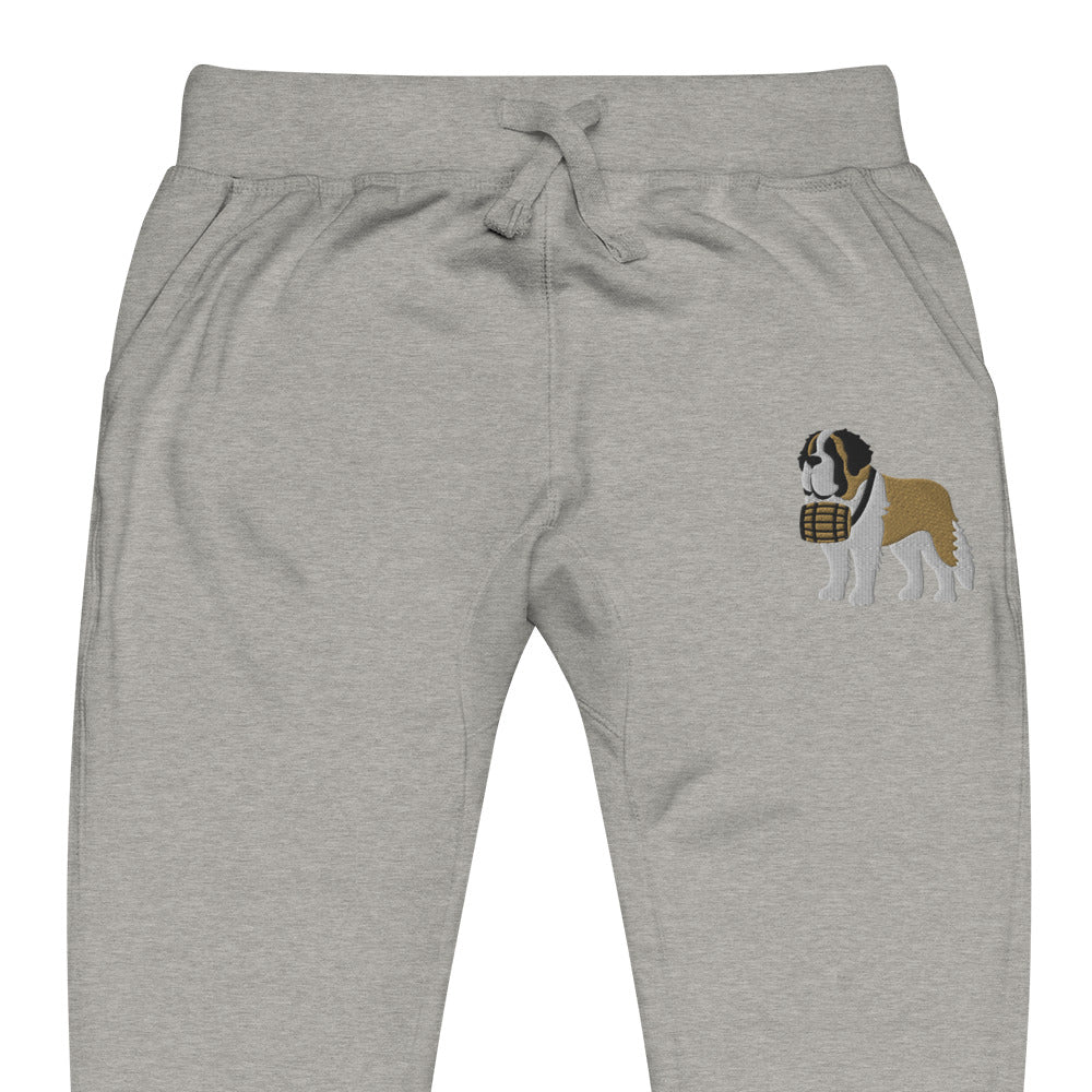Embroidered Saint Bernard Fleece Sweatpants - Lucy + Norman