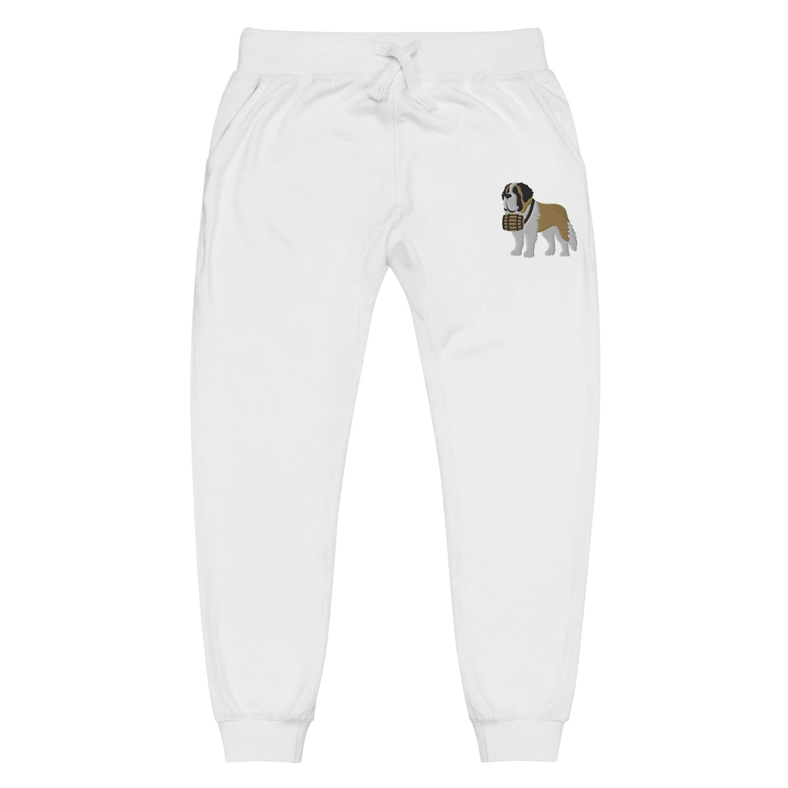 Embroidered Saint Bernard Fleece Sweatpants - Lucy + Norman