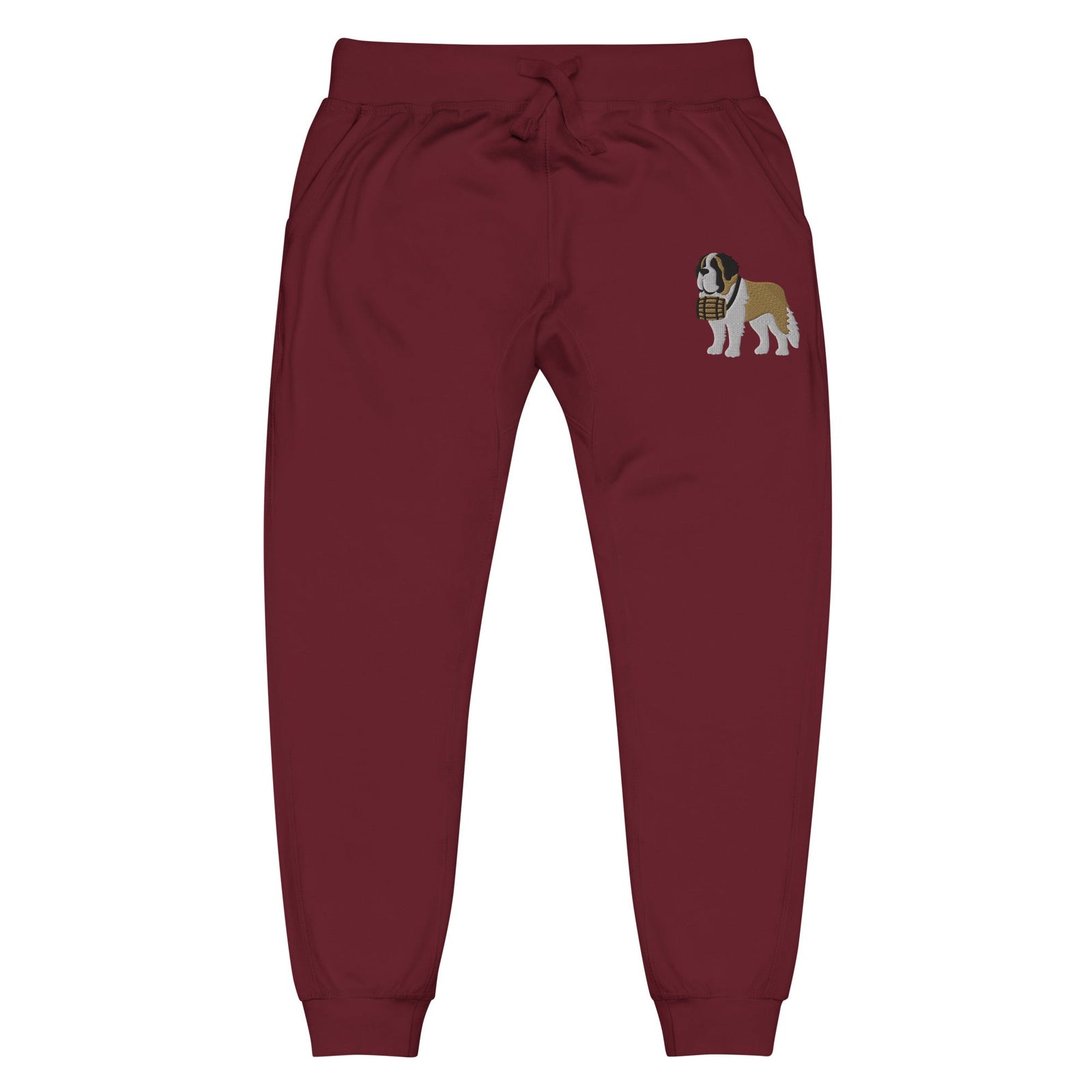 Embroidered Saint Bernard Fleece Sweatpants - Lucy + Norman