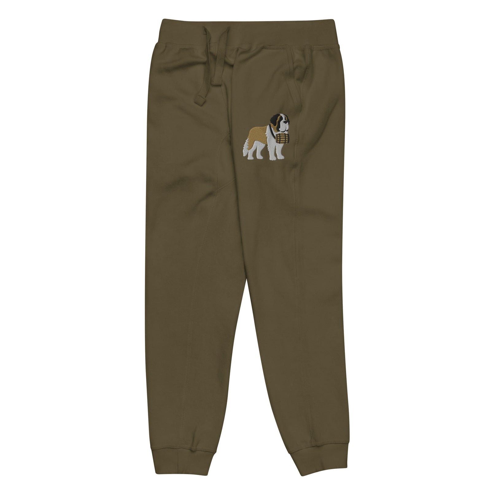 Embroidered Saint Bernard Fleece Sweatpants - Lucy + Norman