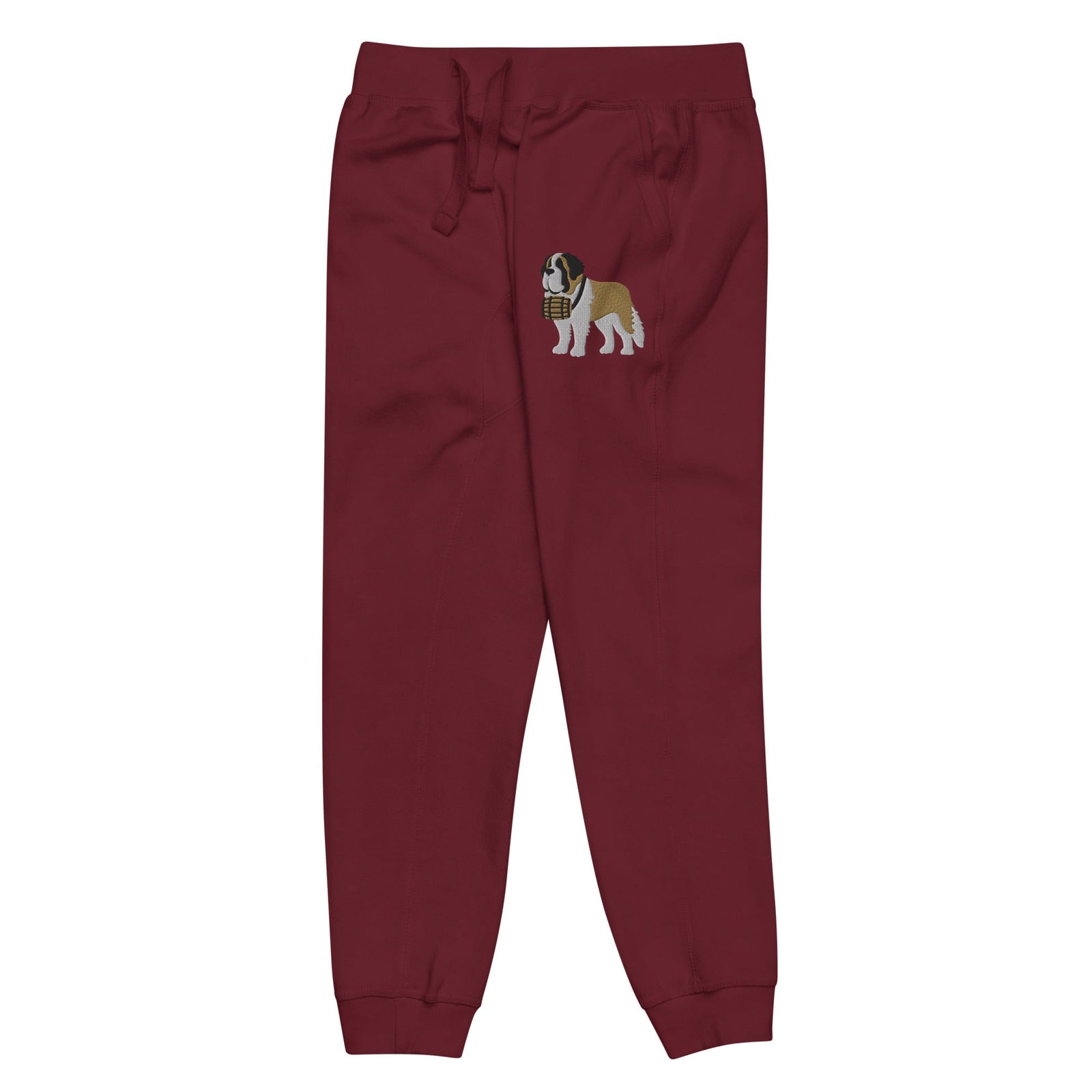 Embroidered Saint Bernard Fleece Sweatpants - Lucy + Norman