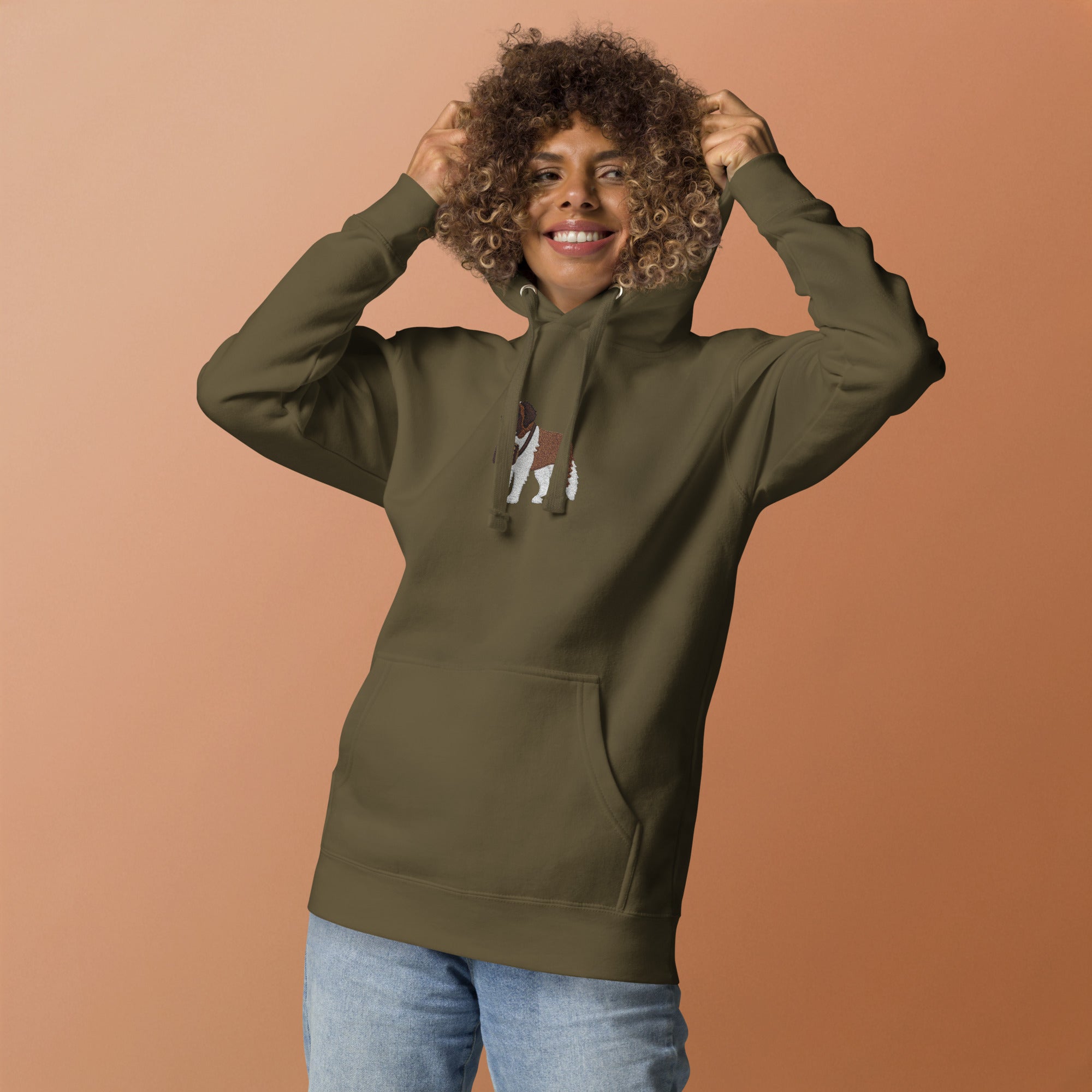 Embroidered Saint Bernard Hoodie - Lucy + Norman
