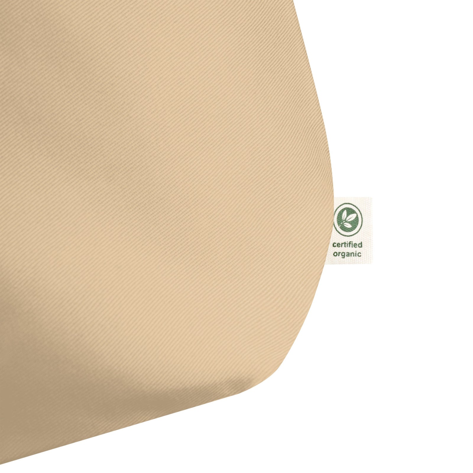 Large beige organic tote bag embroidered with a detailed Saint Bernard with a barrel around its neck by Lucy and Norman.