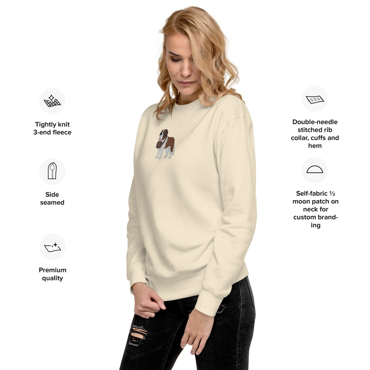 Embroidered Saint Bernard Sweatshirt - Lucy + Norman
