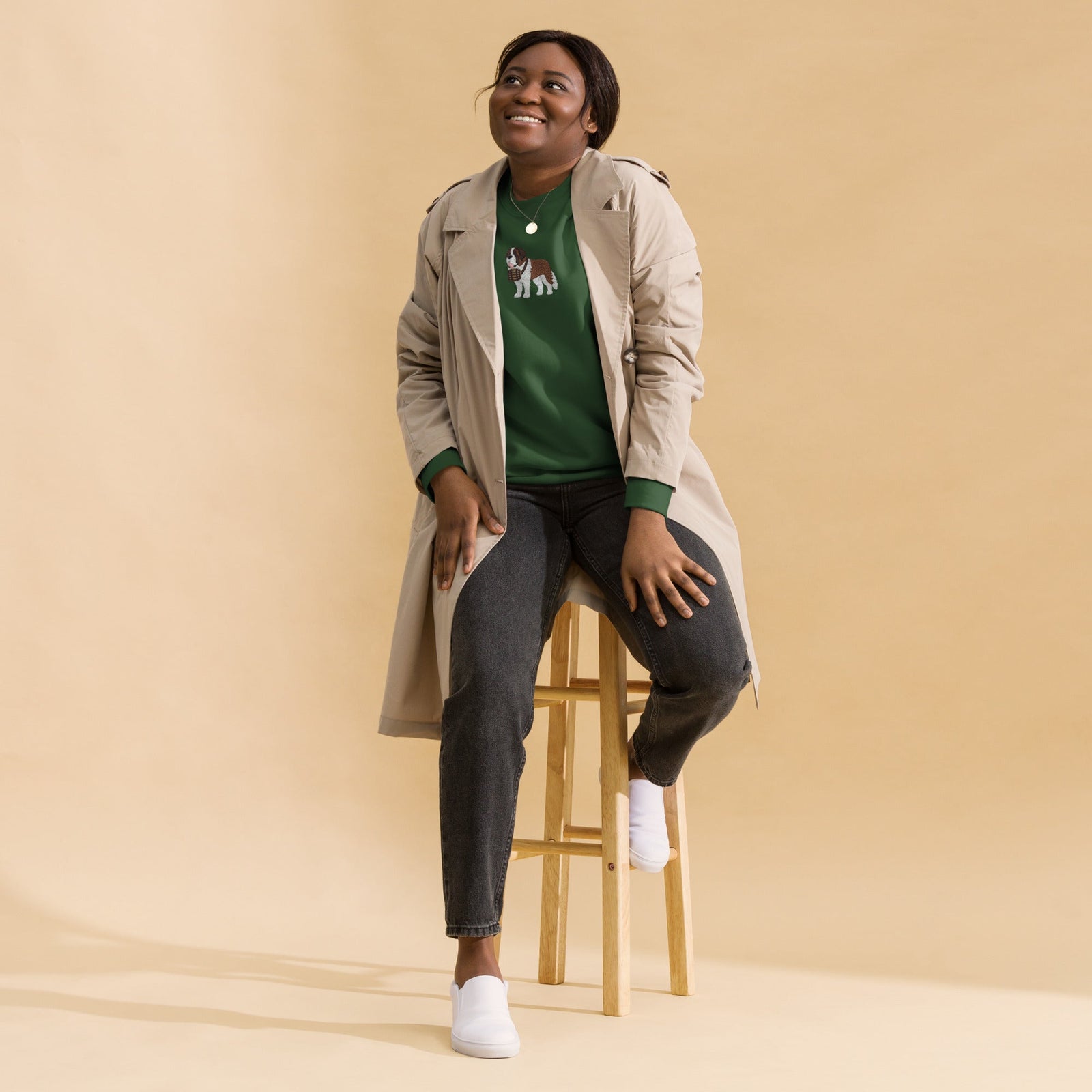 Embroidered Saint Bernard Sweatshirt - Lucy + Norman