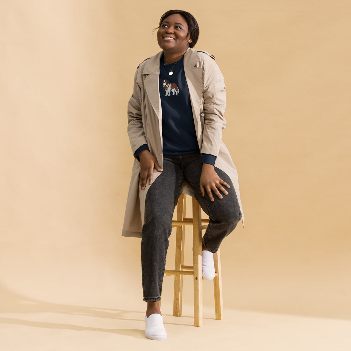 Embroidered Saint Bernard Sweatshirt - Lucy + Norman