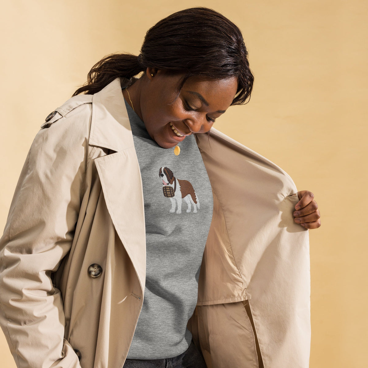 Embroidered Saint Bernard Sweatshirt - Lucy + Norman