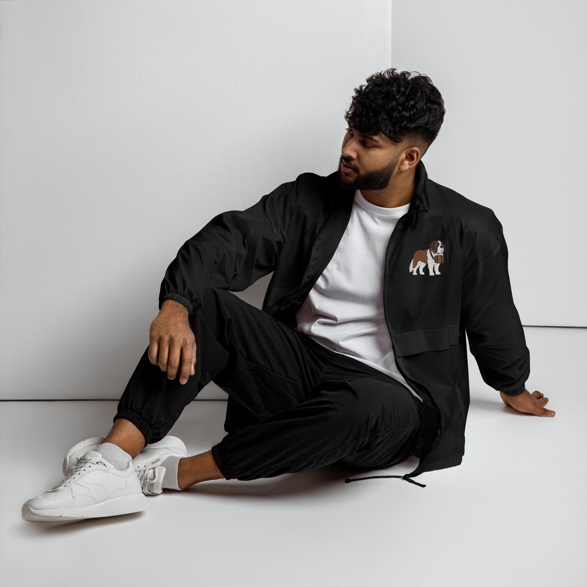 Embroidered Saint Bernard Windbreaker - Lucy + Norman