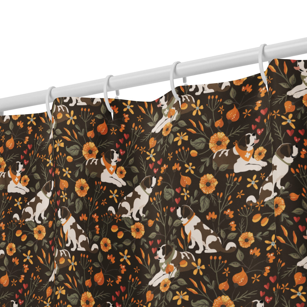 Fall Meadow Saint Bernard Shower Curtain - Lucy + Norman