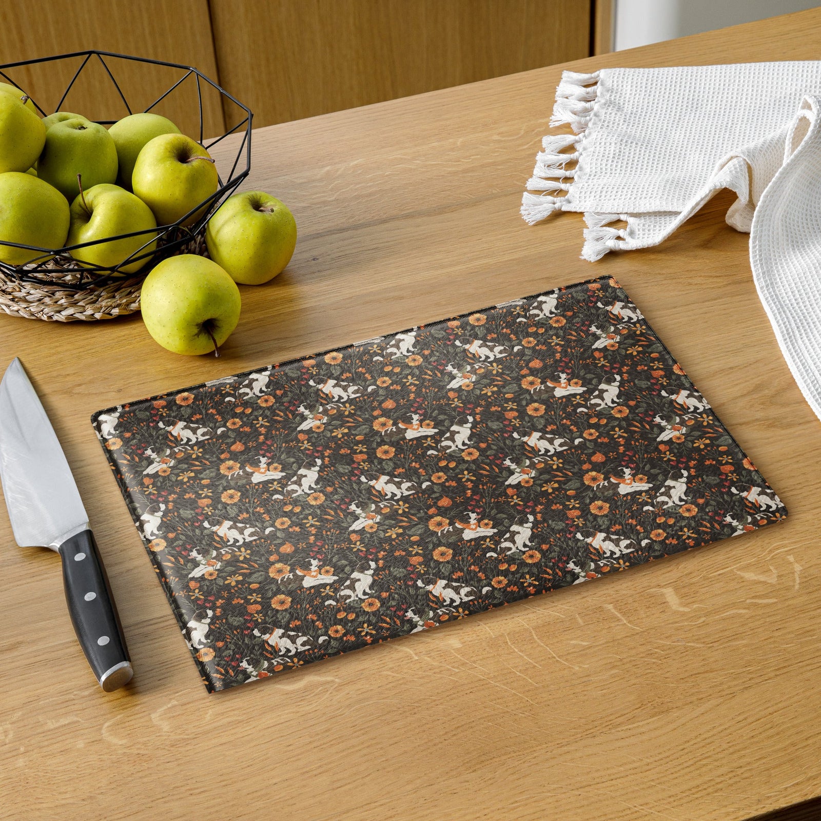 Fall Meadow St Bernard Glass Cutting Board - Lucy + Norman