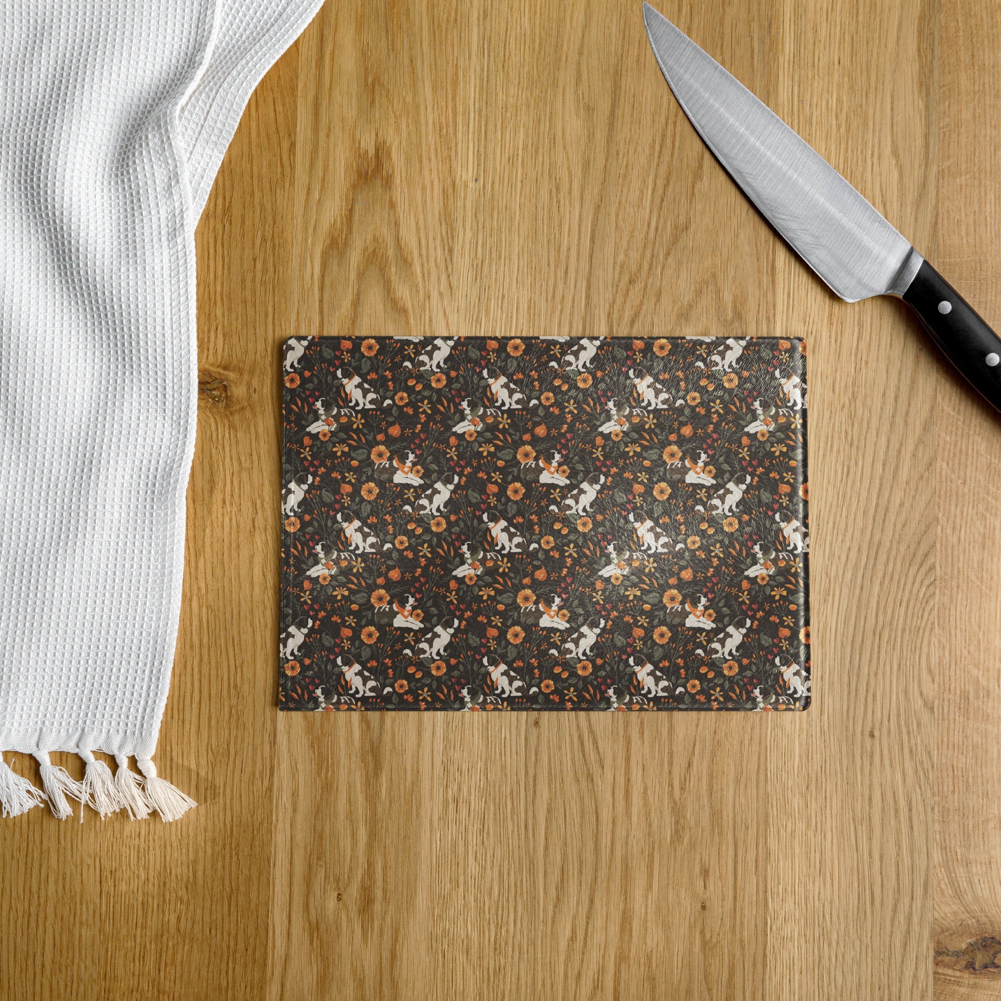 Fall Meadow St Bernard Glass Cutting Board - Lucy + Norman