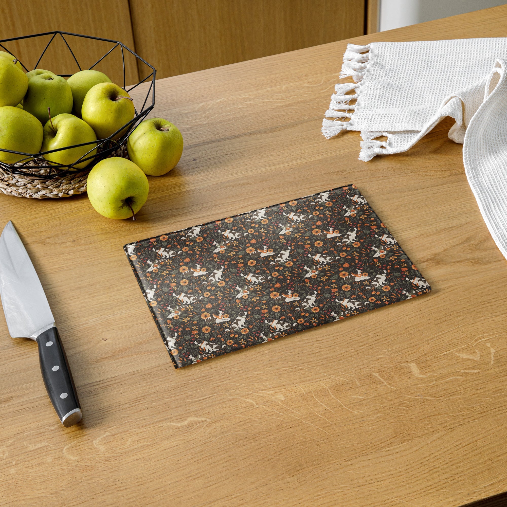 Fall Meadow St Bernard Glass Cutting Board - Lucy + Norman