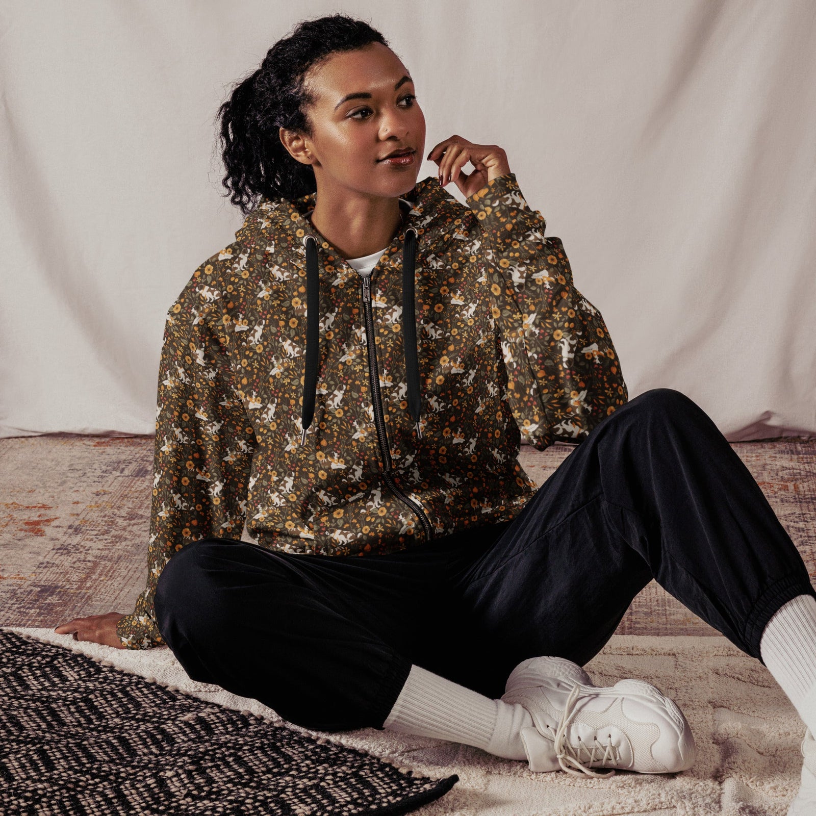 Fall Meadow St Bernard Zip Hoodie - Lucy + Norman