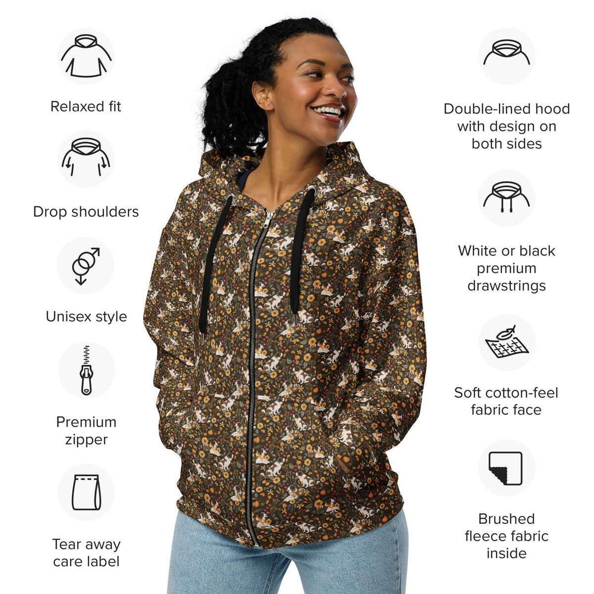 Fall Meadow St Bernard Zip Hoodie - Lucy + Norman