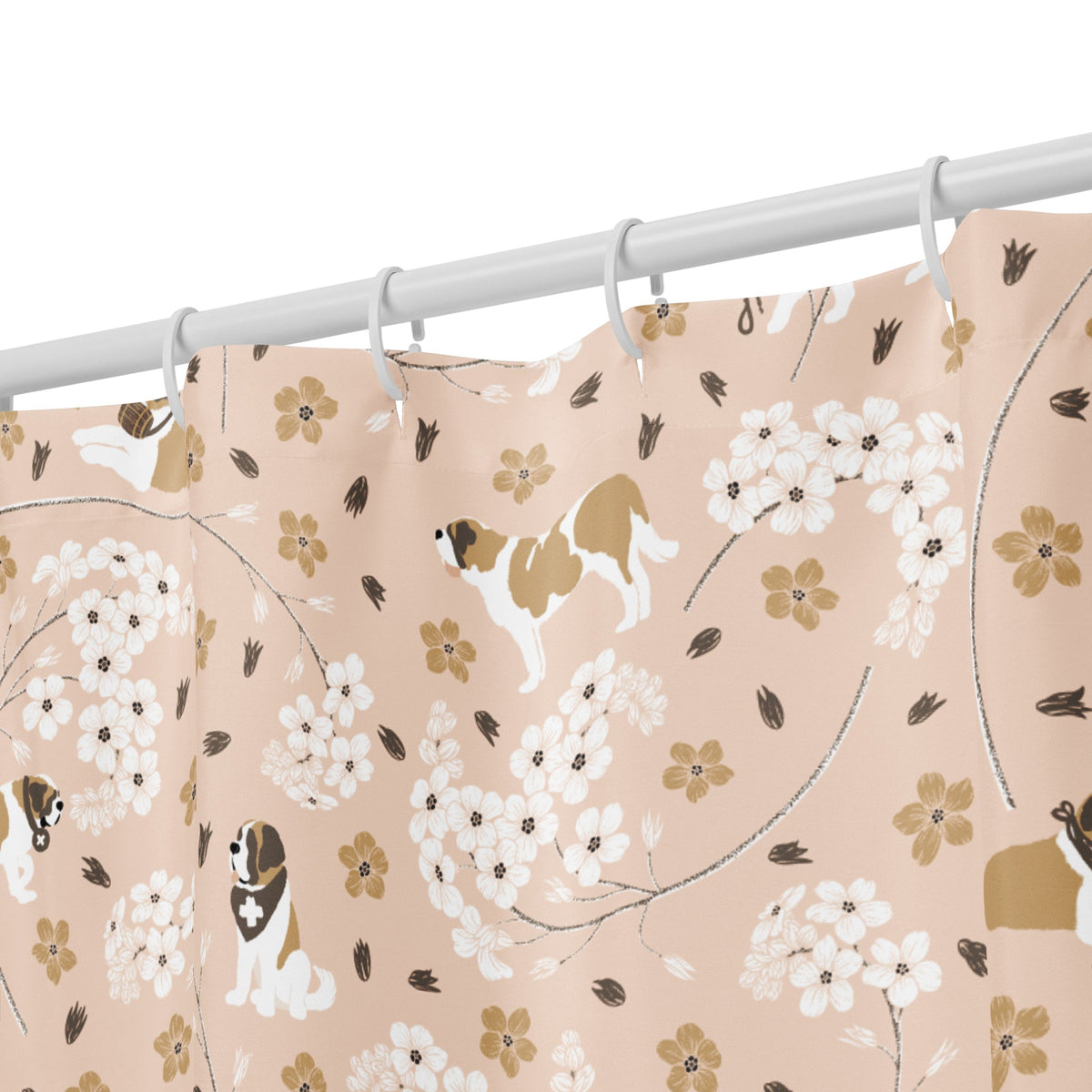 Forget Me Not Saint Bernard Shower Curtain - Lucy + Norman