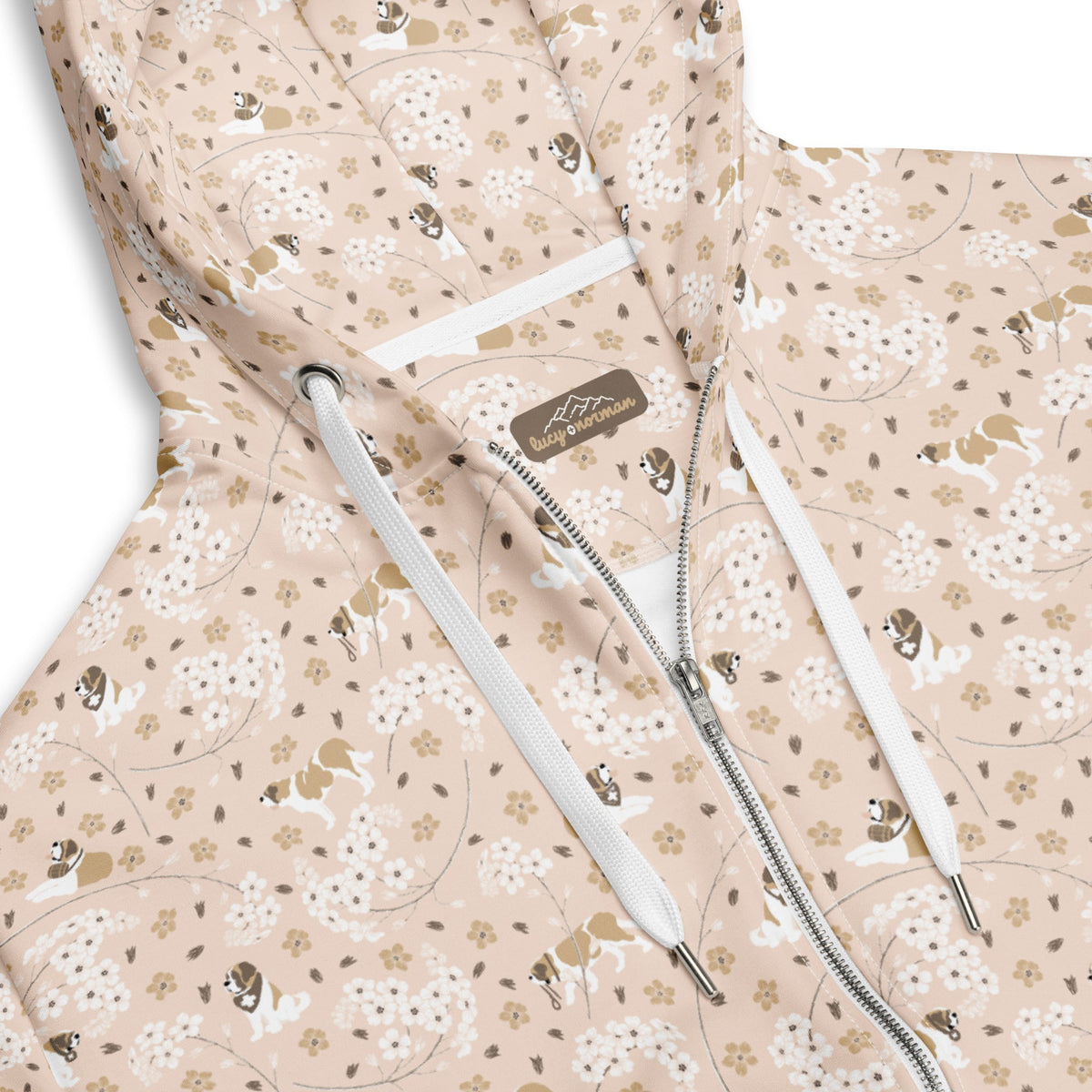 Forget Me Not St Bernard Zip Hoodie - Lucy + Norman