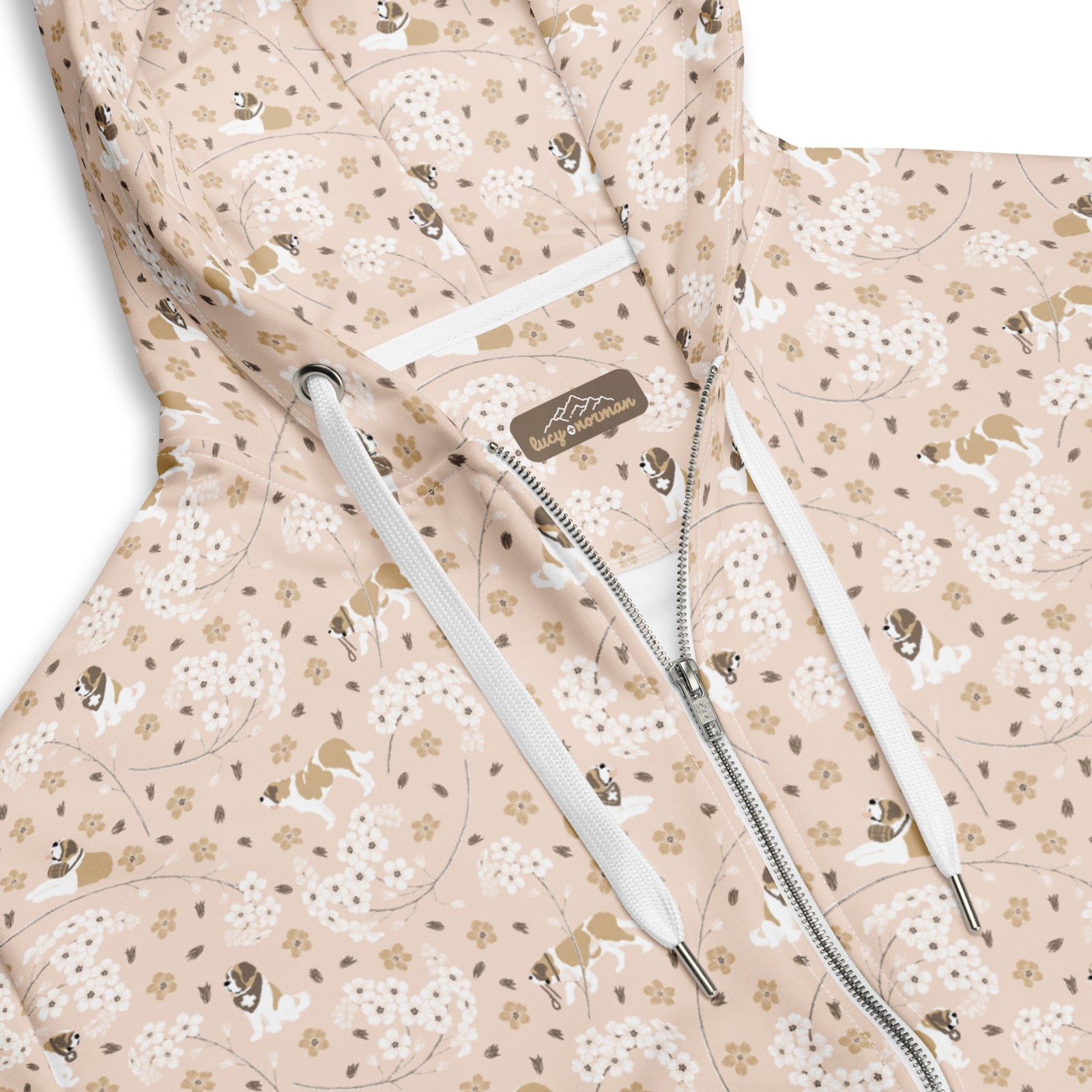 Forget Me Not St Bernard Zip Hoodie - Lucy + Norman