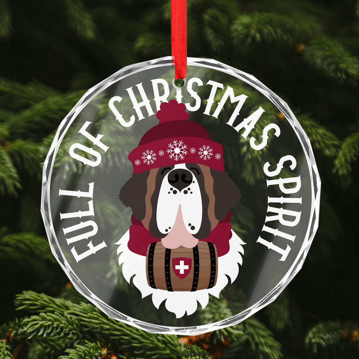 Full of Christmas Spirit Crystal Glass Ornament - Lucy + Norman