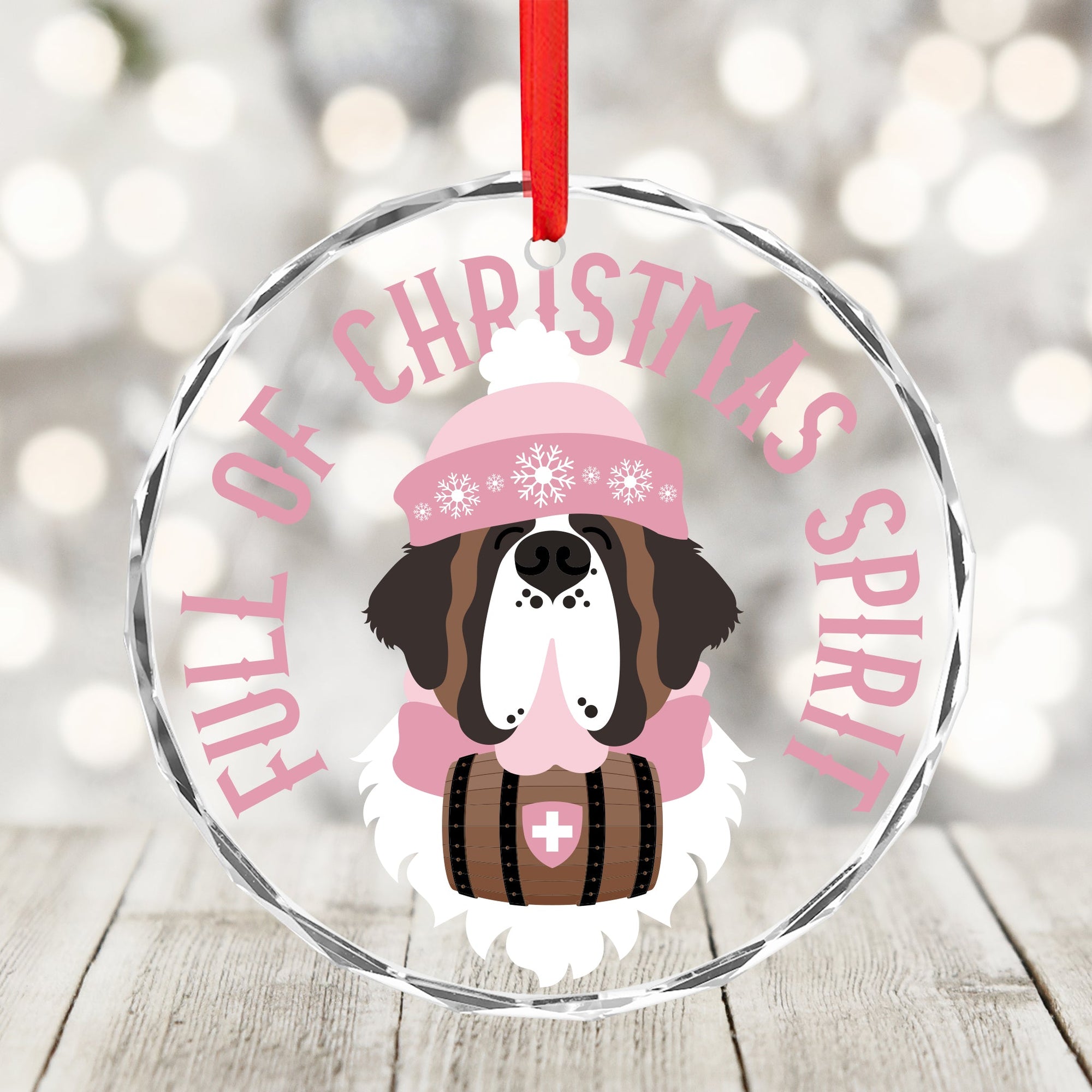 Full of Christmas Spirit Crystal Glass Ornament - Lucy + Norman