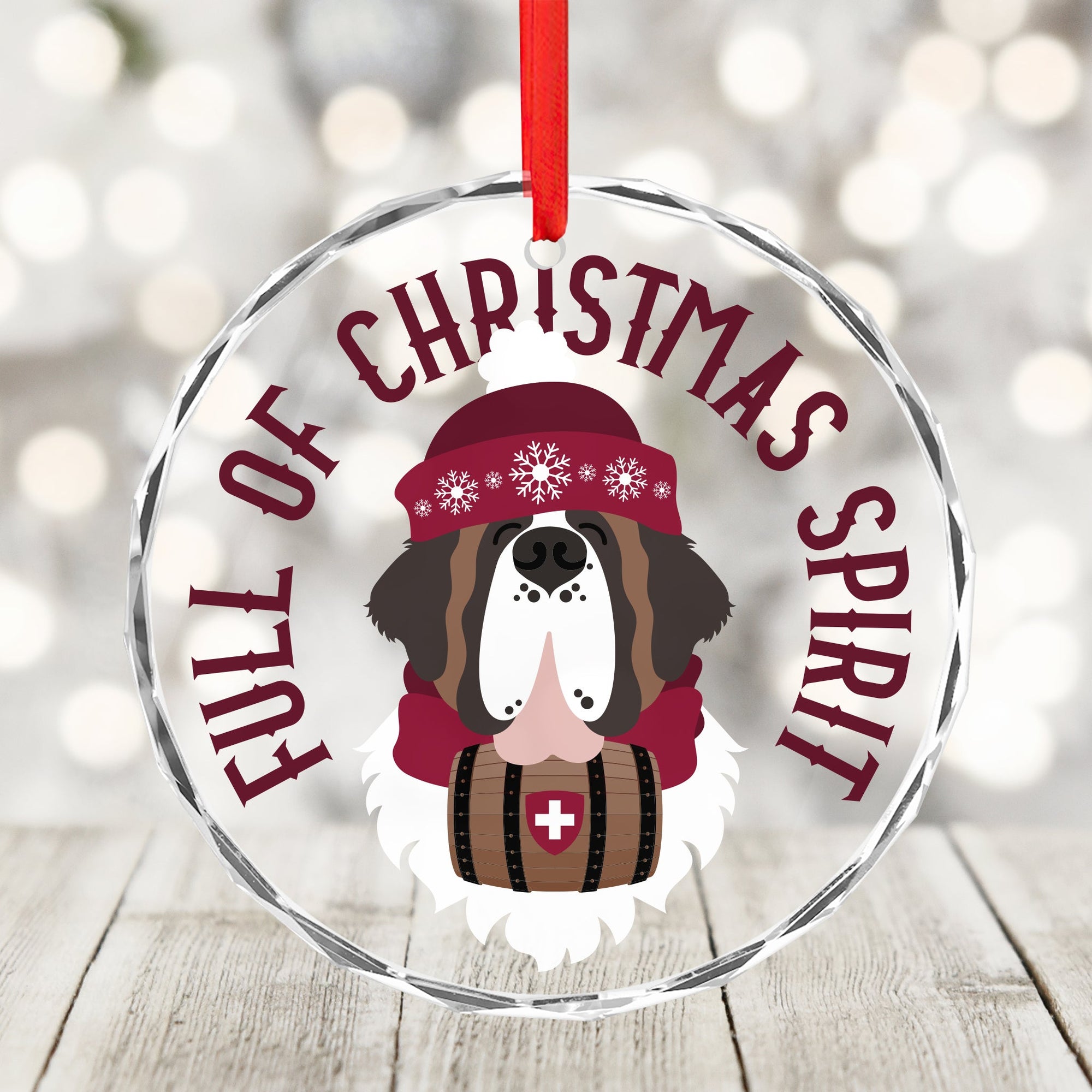 Full of Christmas Spirit Crystal Glass Ornament - Lucy + Norman