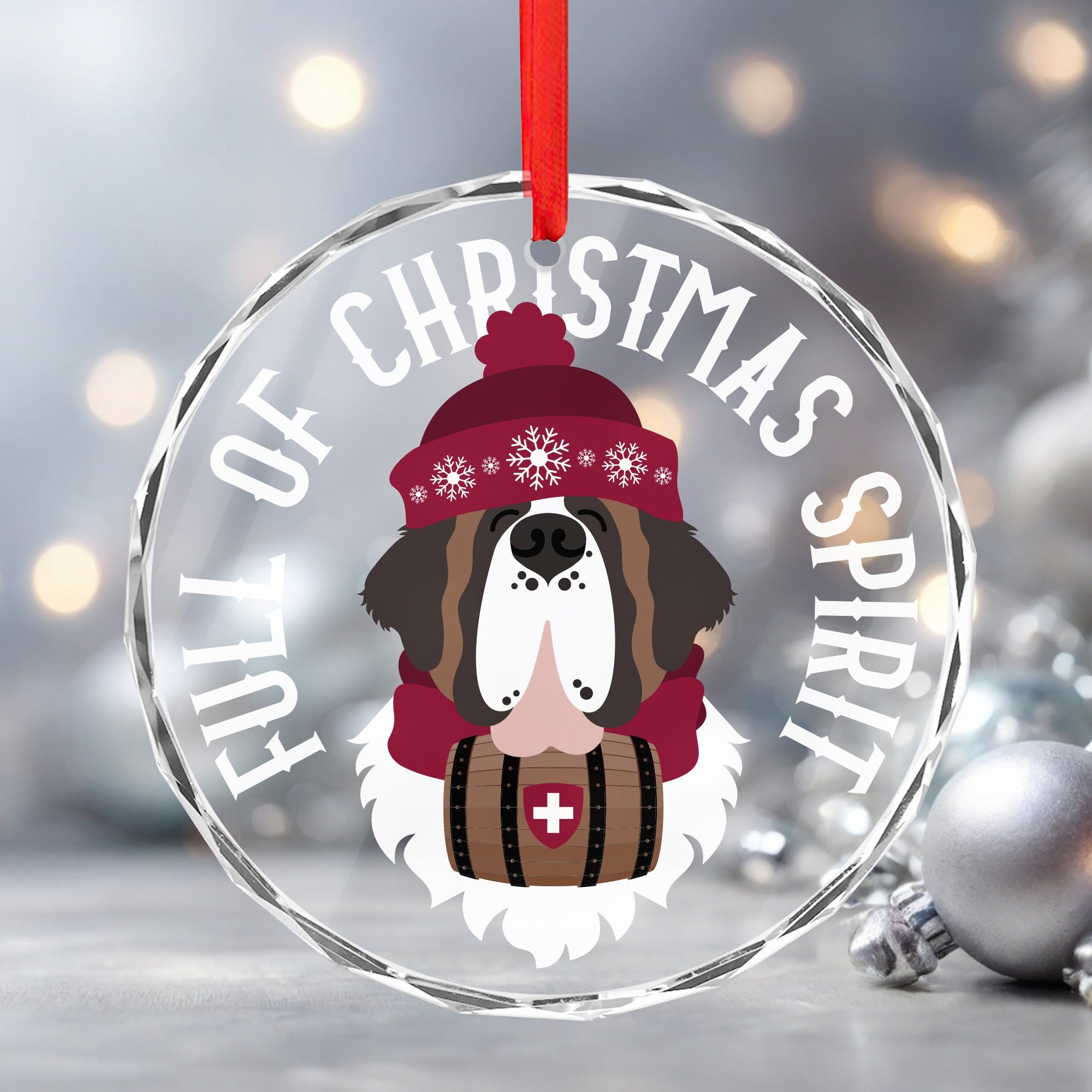 Full of Christmas Spirit Crystal Glass Ornament - Lucy + Norman