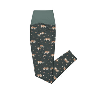 Green Mountain Crossover Leggings with Pockets - Lucy + Norman