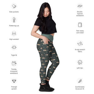 Green Mountain Crossover Leggings with Pockets - Lucy + Norman