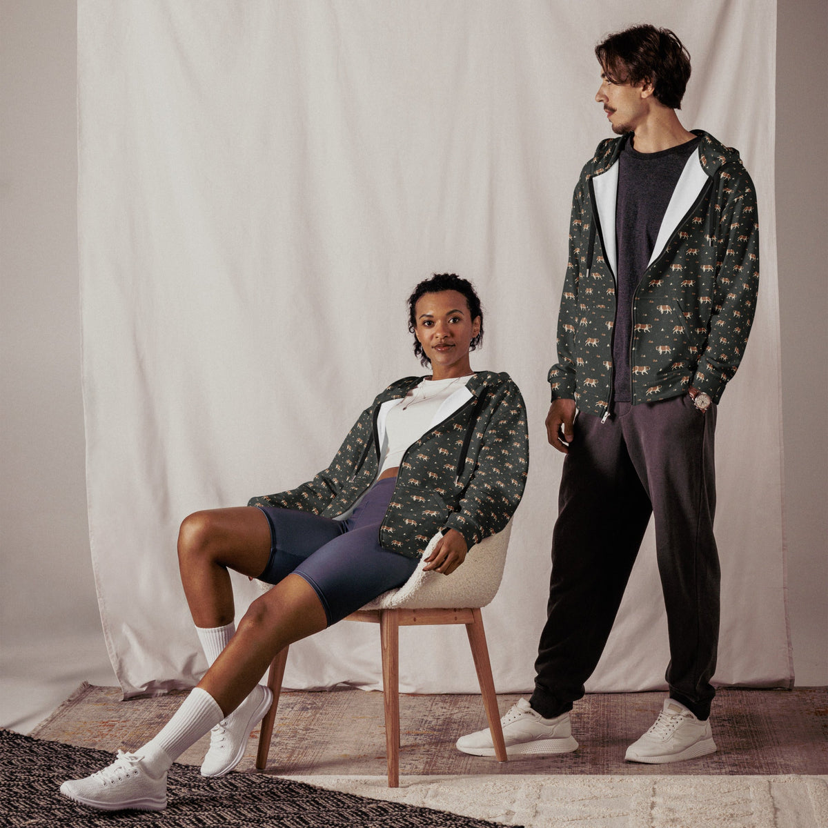 Green Mountain Saint Bernard Dog Zip Hoodie - Lucy + Norman