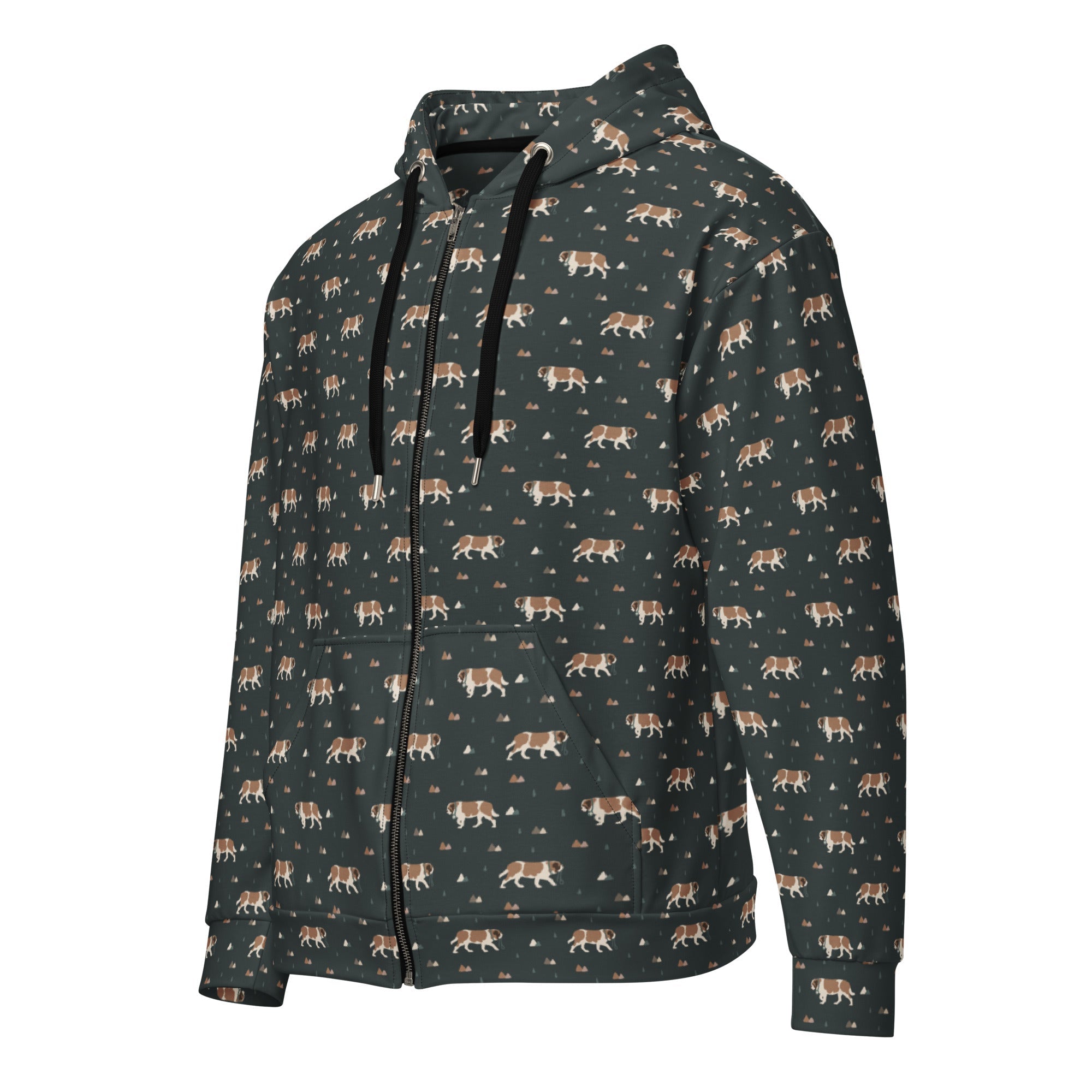 Green Mountain Saint Bernard Dog Zip Hoodie - Lucy + Norman