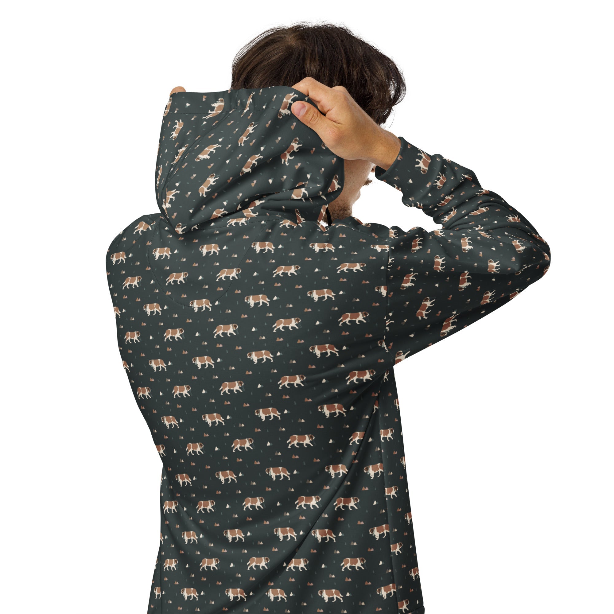 Green Mountain Saint Bernard Dog Zip Hoodie - Lucy + Norman