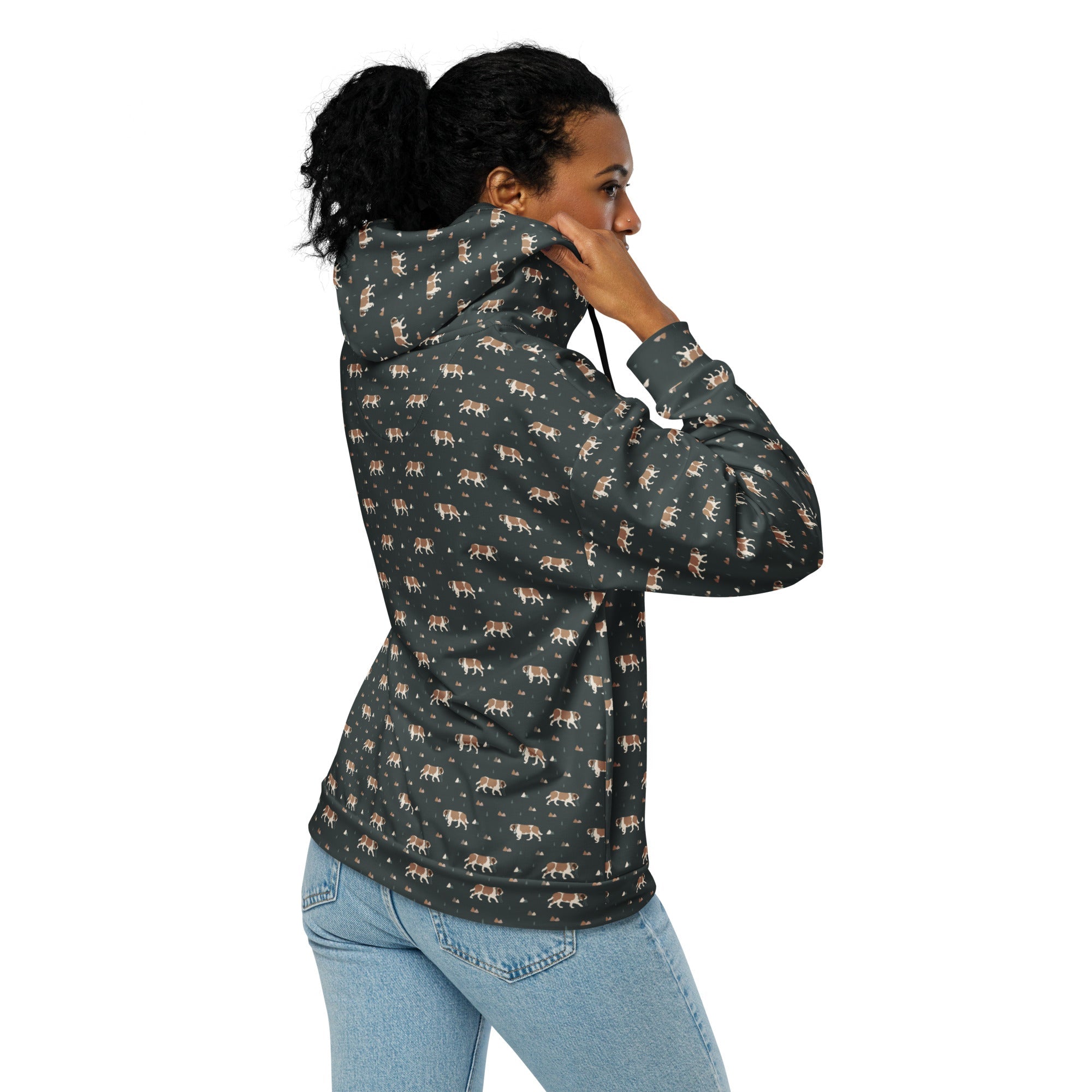 Green Mountain Saint Bernard Dog Zip Hoodie - Lucy + Norman