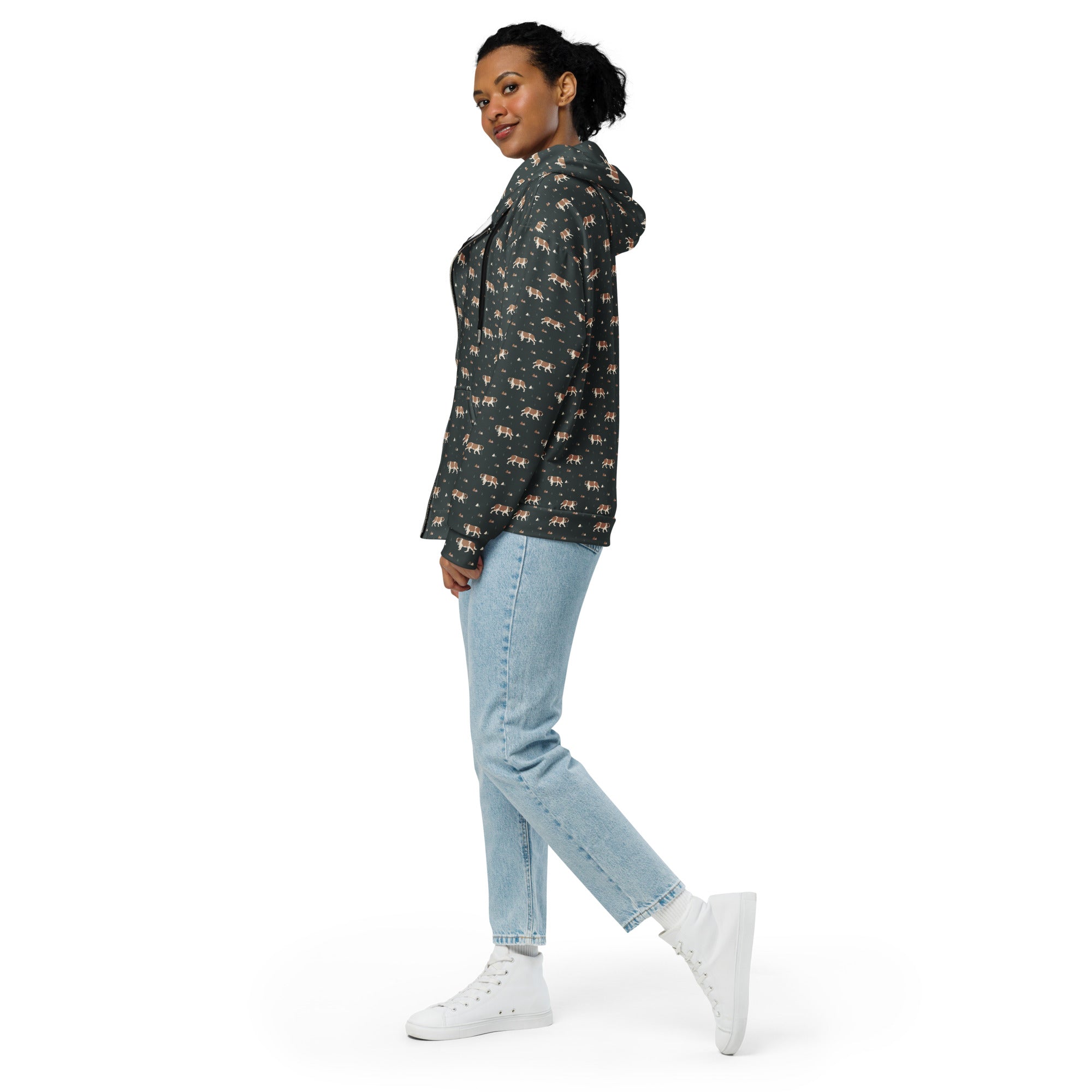 Green Mountain Saint Bernard Dog Zip Hoodie - Lucy + Norman