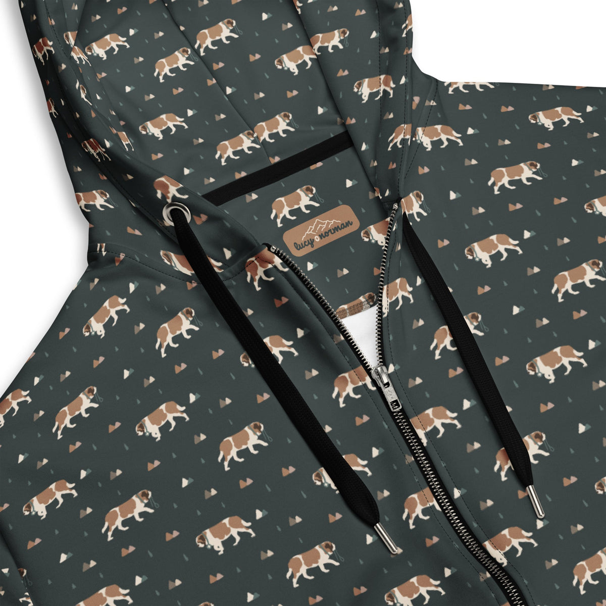 Green Mountain Saint Bernard Dog Zip Hoodie - Lucy + Norman
