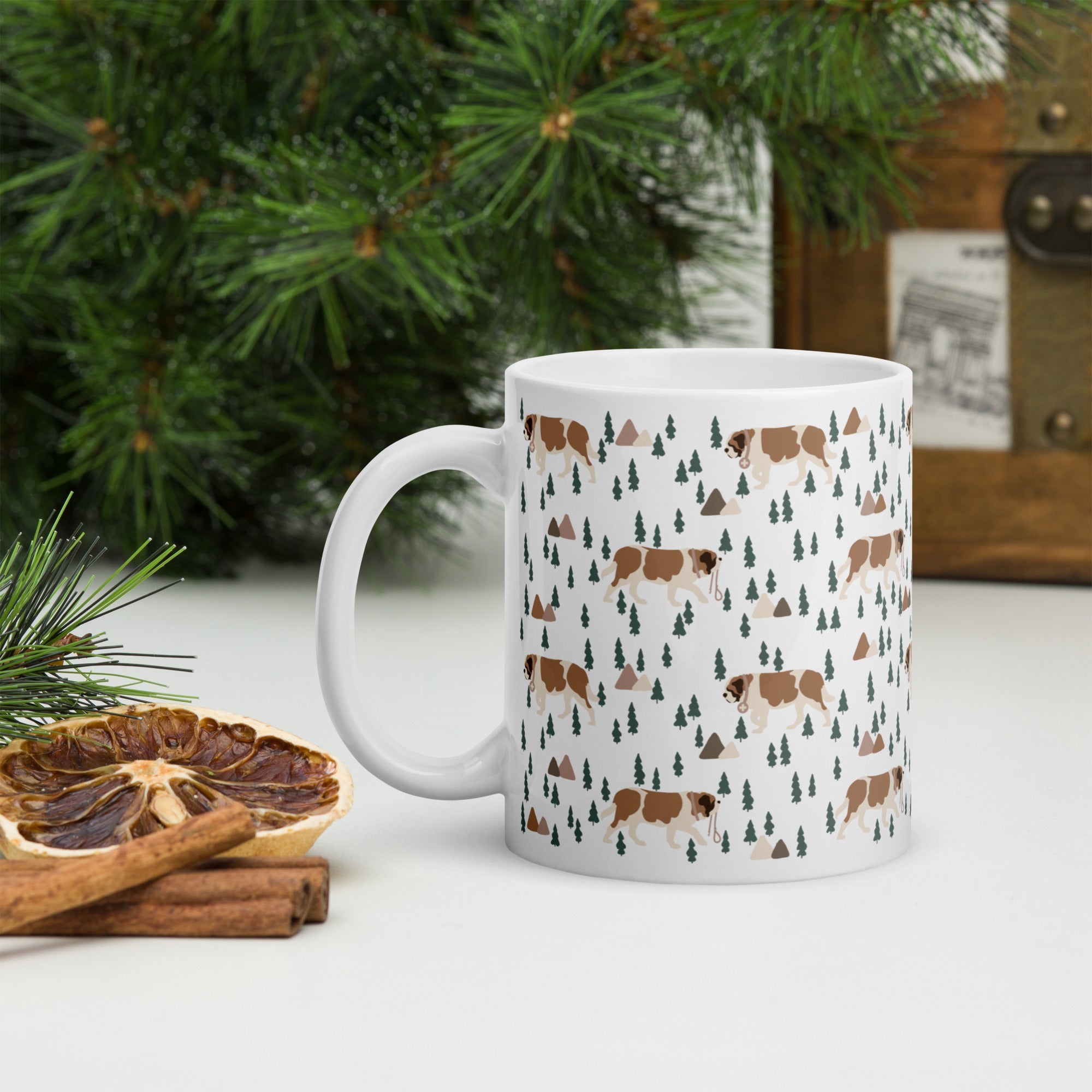 Green Mountain St Bernard White Mug - Lucy + Norman
