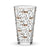 16 oz shaker pint glass with a modern pattern of Saint Bernard dogs, mountains and pine trees by Lucy and Norman