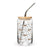 Green Mountains Saint Bernard Can - Shaped Glass with Lid + Straw - Lucy + Norman