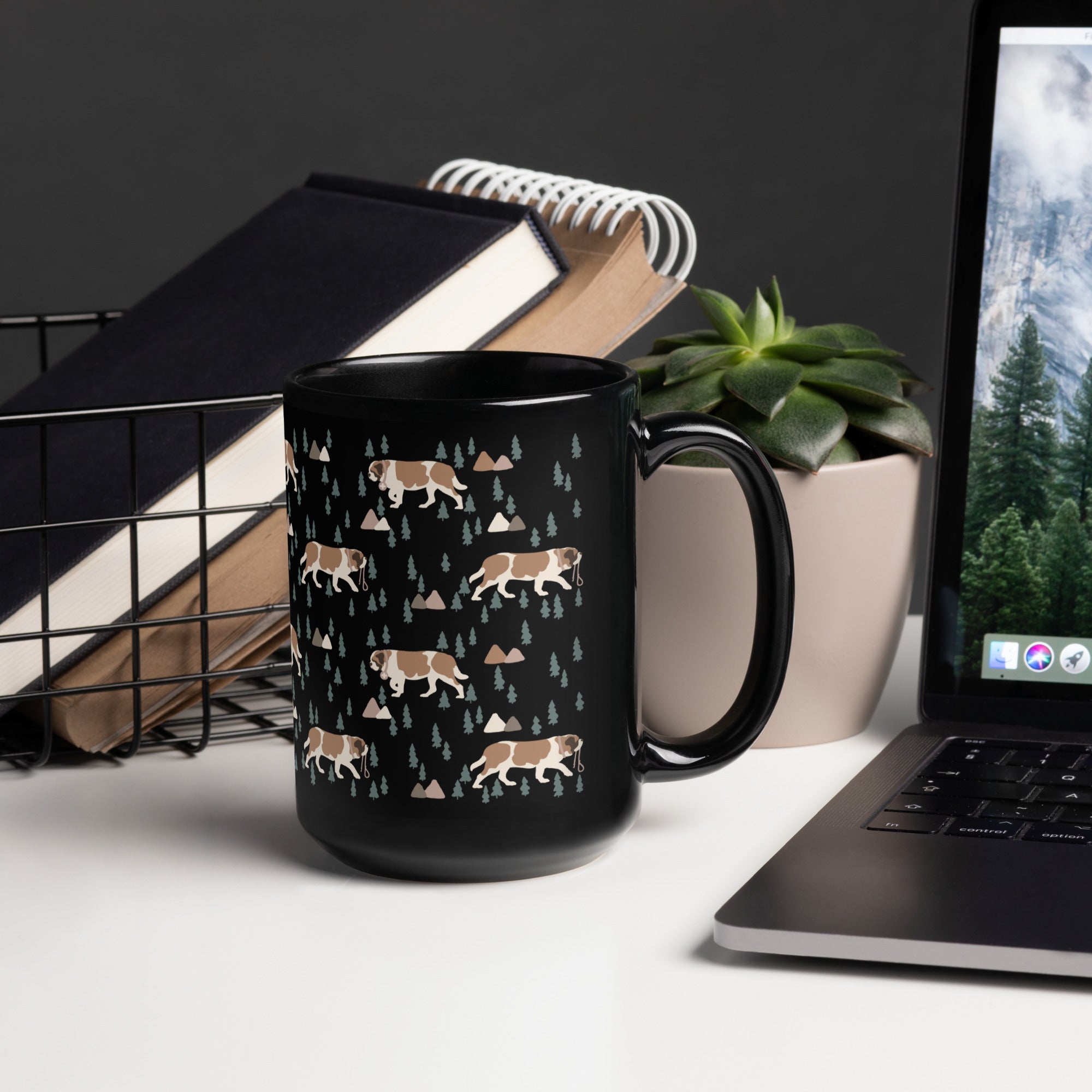 Green Mountains St Bernard Black Mug - Lucy + Norman