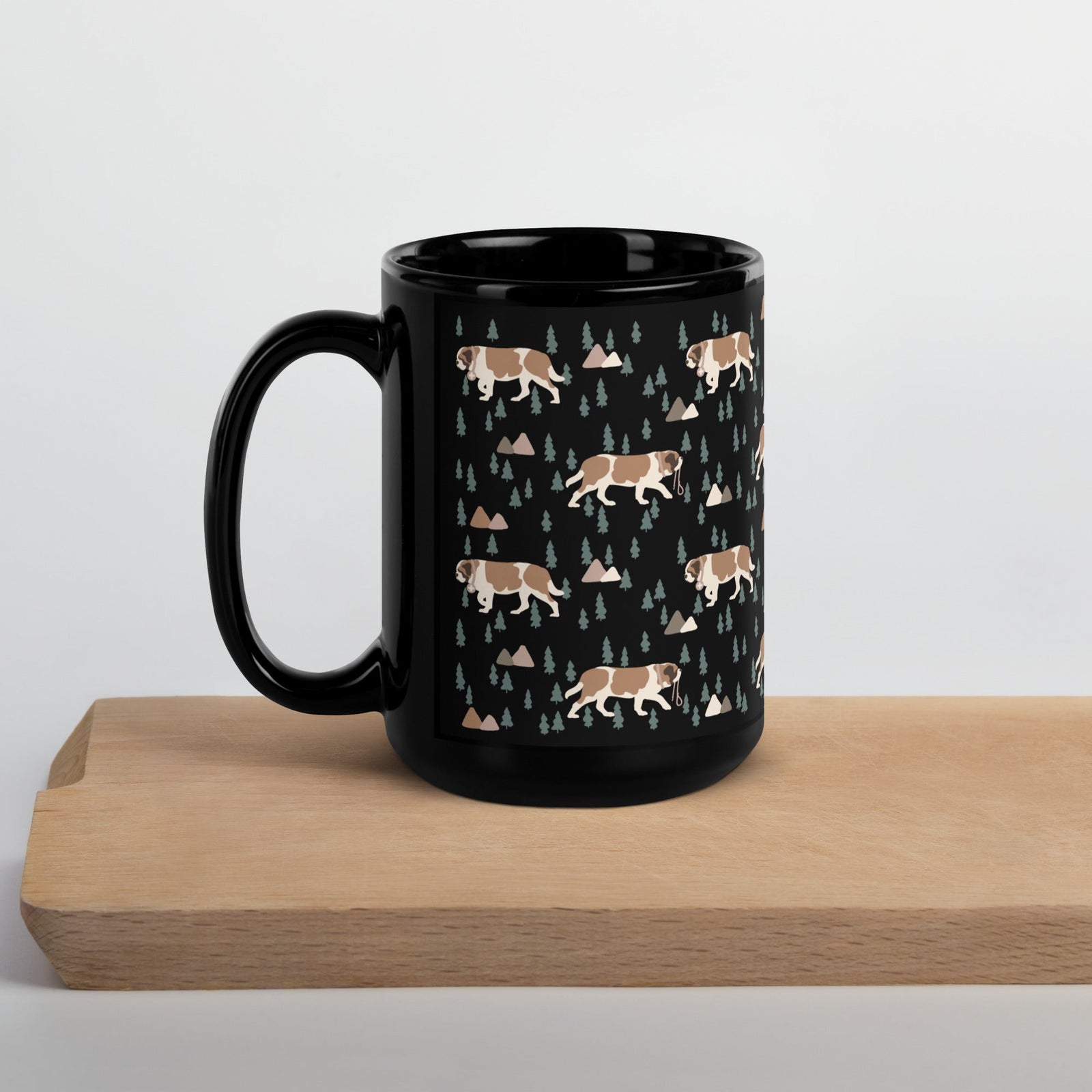 Green Mountains St Bernard Black Mug - Lucy + Norman