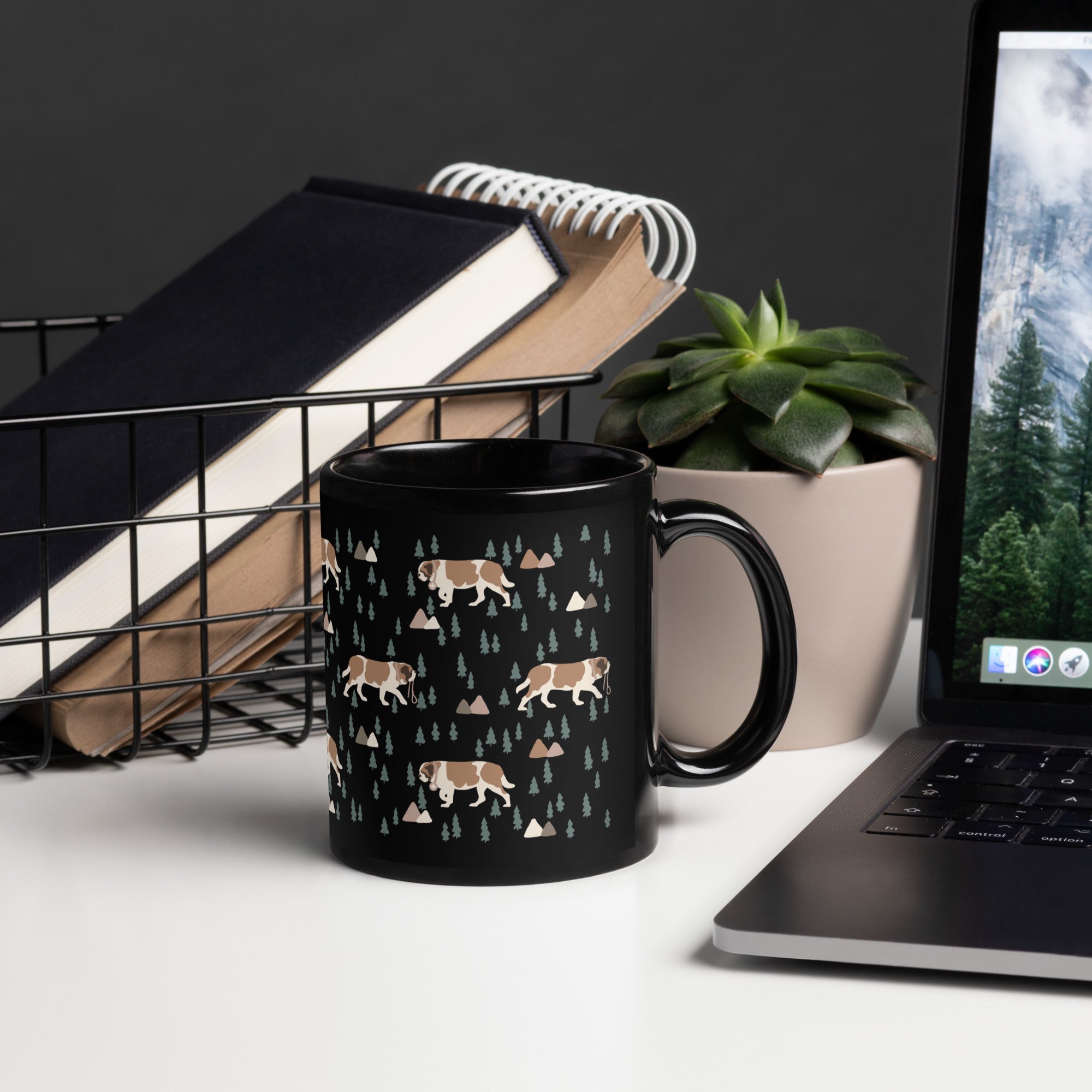 Green Mountains St Bernard Black Mug - Lucy + Norman