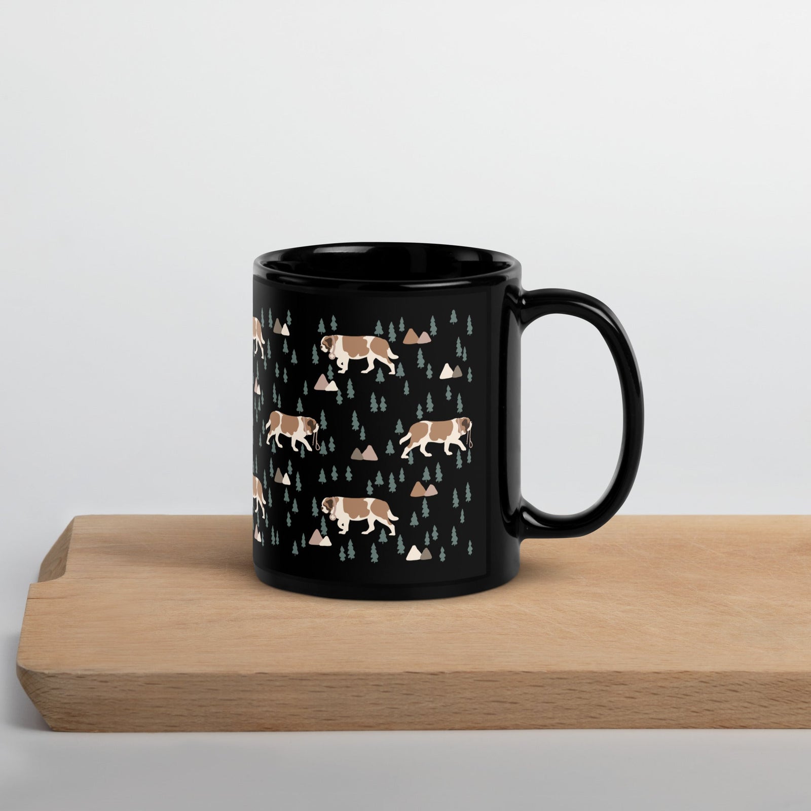 Green Mountains St Bernard Black Mug - Lucy + Norman