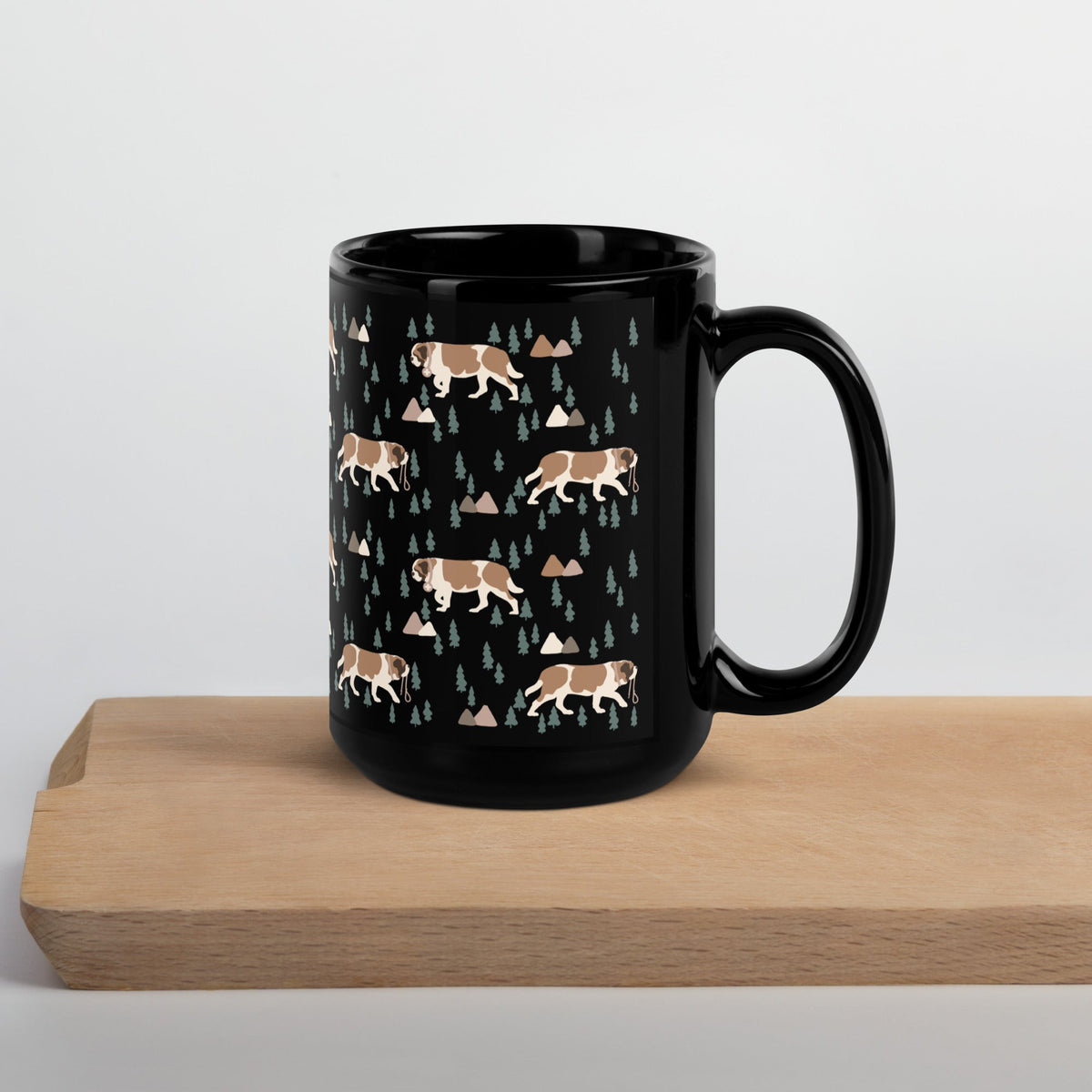 Green Mountains St Bernard Black Mug - Lucy + Norman
