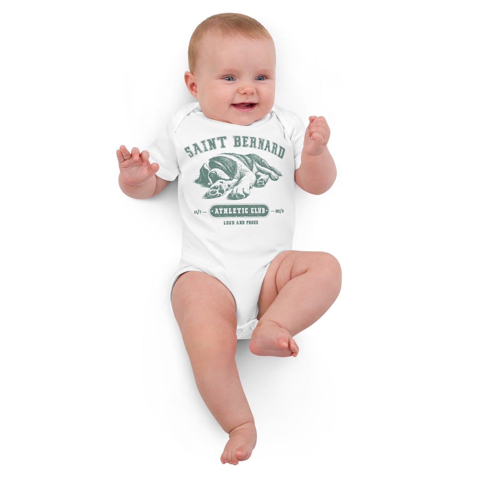 Green Saint Bernard Athletic Club Organic Baby Bodysuit - Lucy + Norman