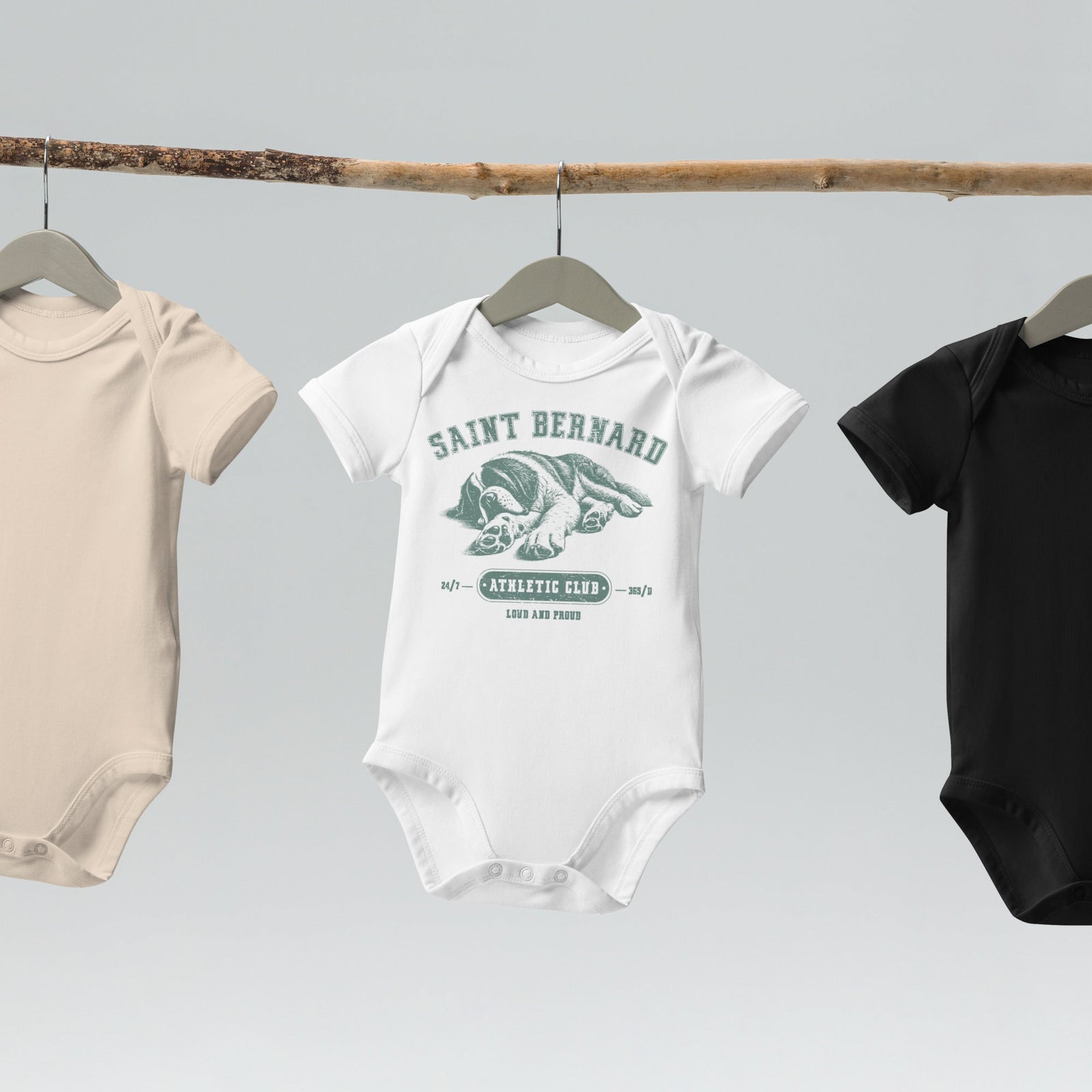 Green Saint Bernard Athletic Club Organic Baby Bodysuit - Lucy + Norman