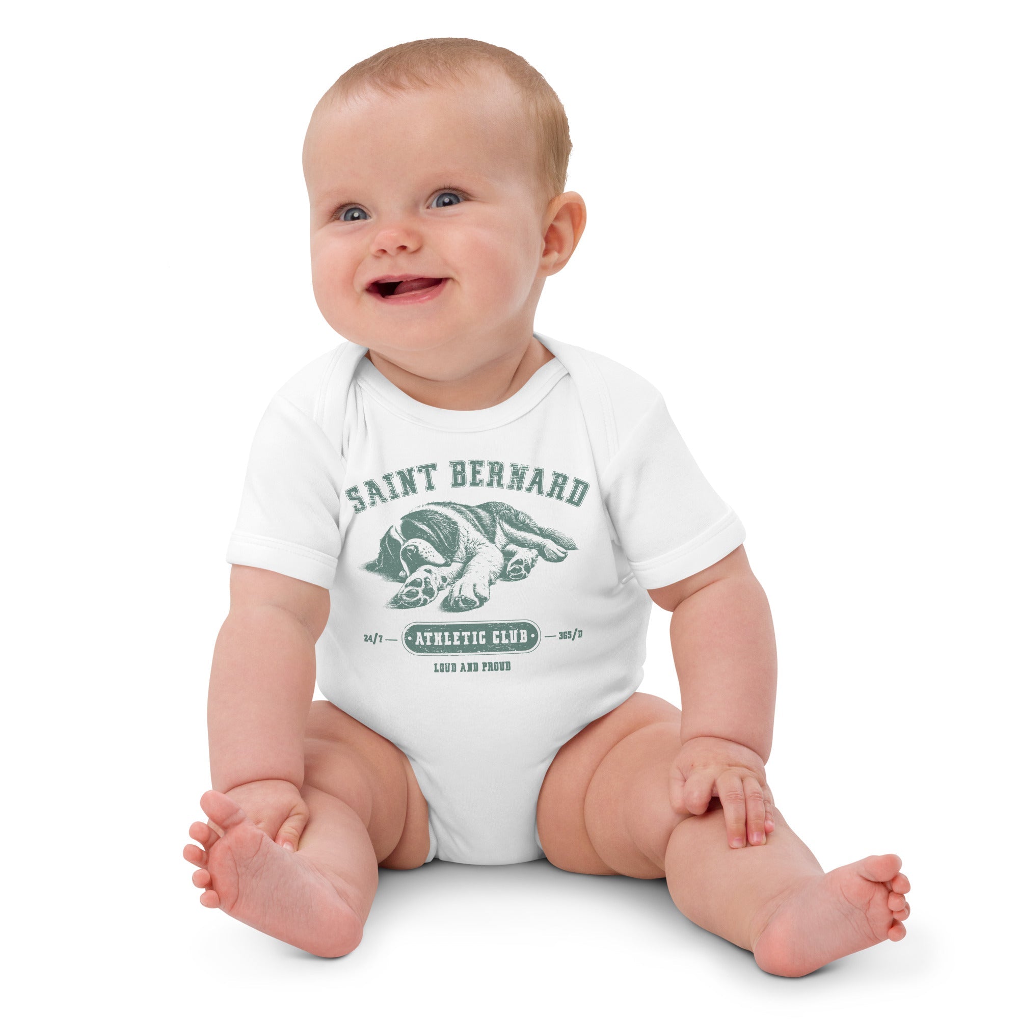 Green Saint Bernard Athletic Club Organic Baby Bodysuit - Lucy + Norman