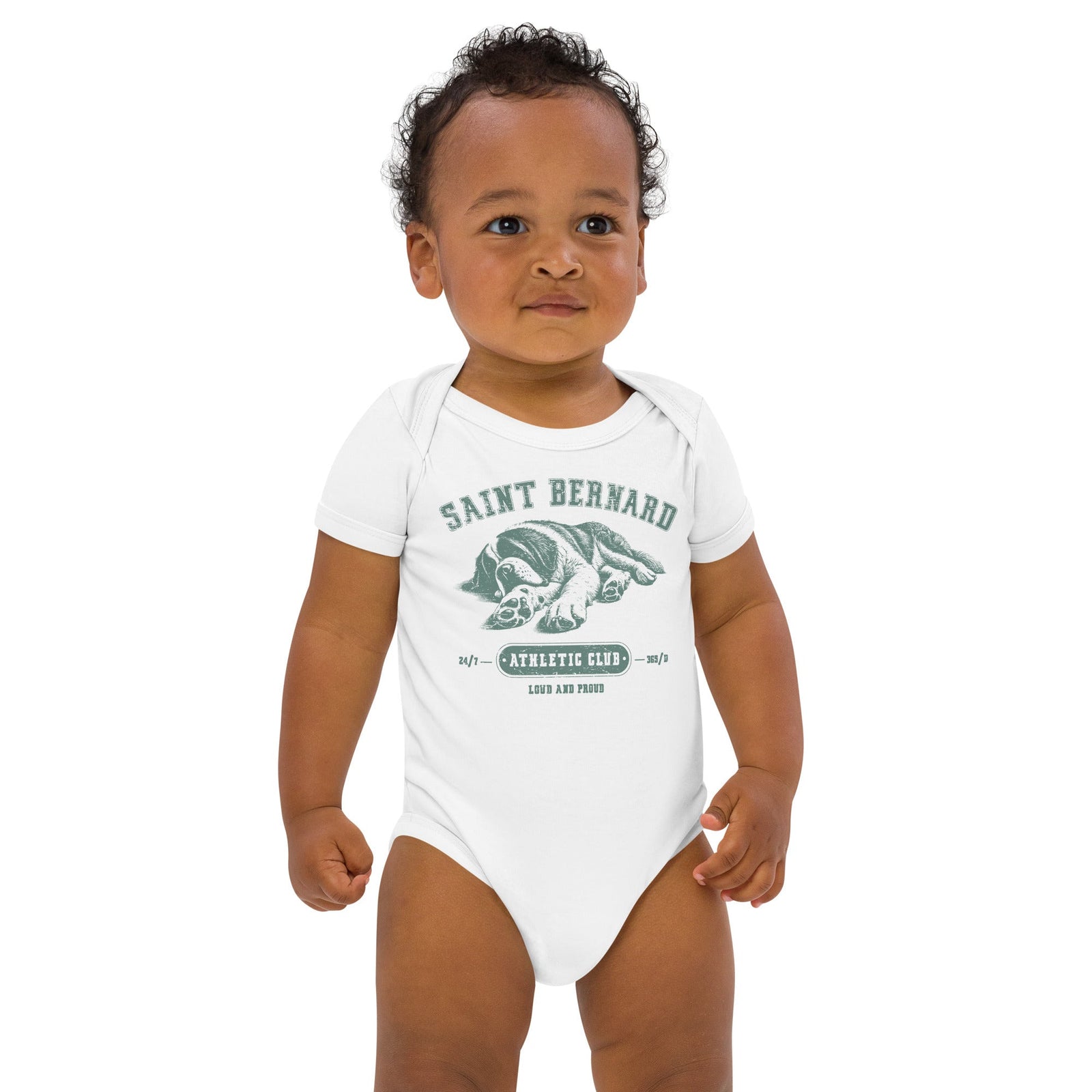 Green Saint Bernard Athletic Club Organic Baby Bodysuit - Lucy + Norman