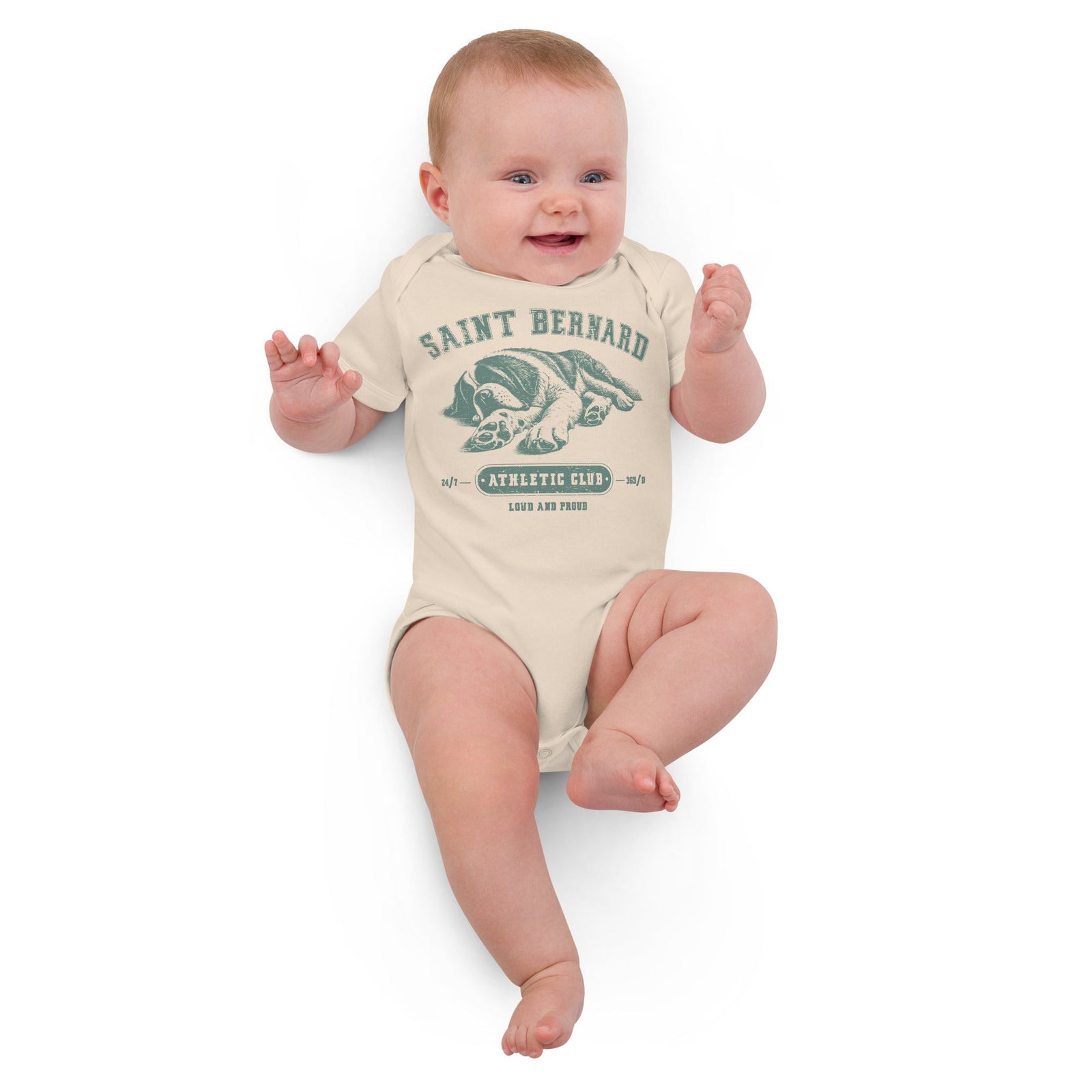 Green Saint Bernard Athletic Club Organic Baby Bodysuit - Lucy + Norman