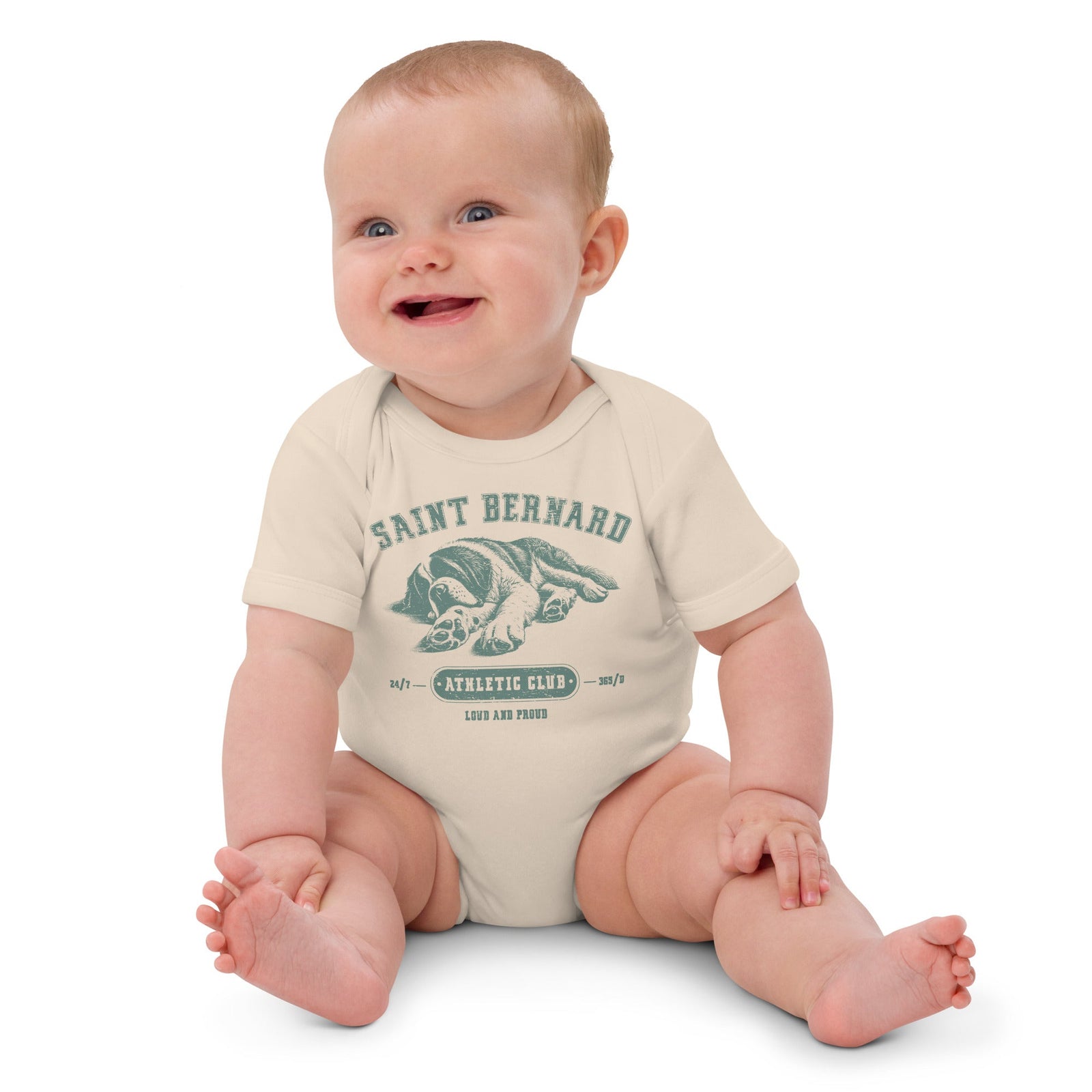 Green Saint Bernard Athletic Club Organic Baby Bodysuit - Lucy + Norman