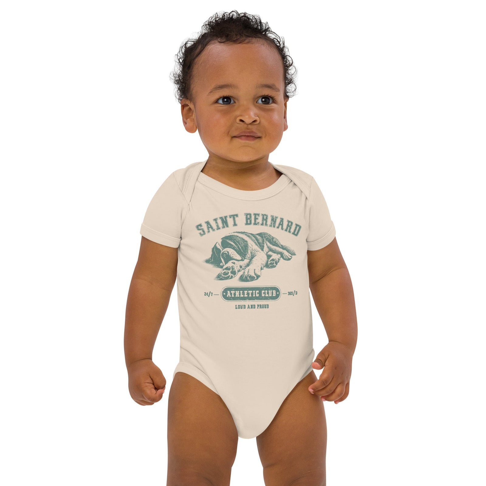 Green Saint Bernard Athletic Club Organic Baby Bodysuit - Lucy + Norman