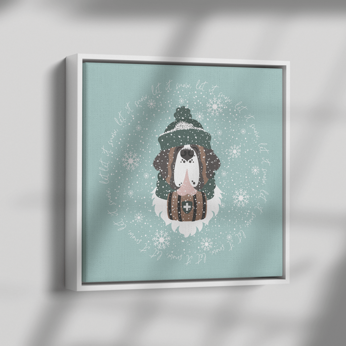 Let It Snow Barrel Square Framed Canvas - Lucy + Norman